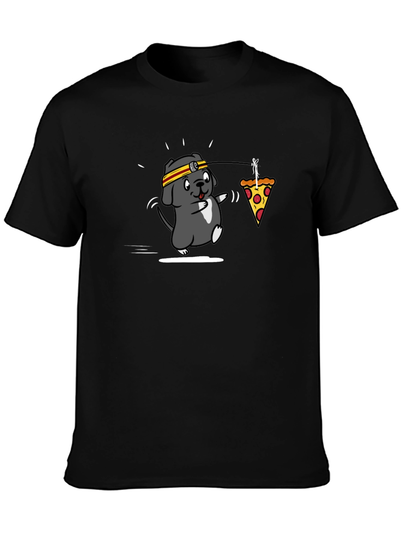 Black Pizza Dog T-Shirt - Funny Graphic Tee view 3