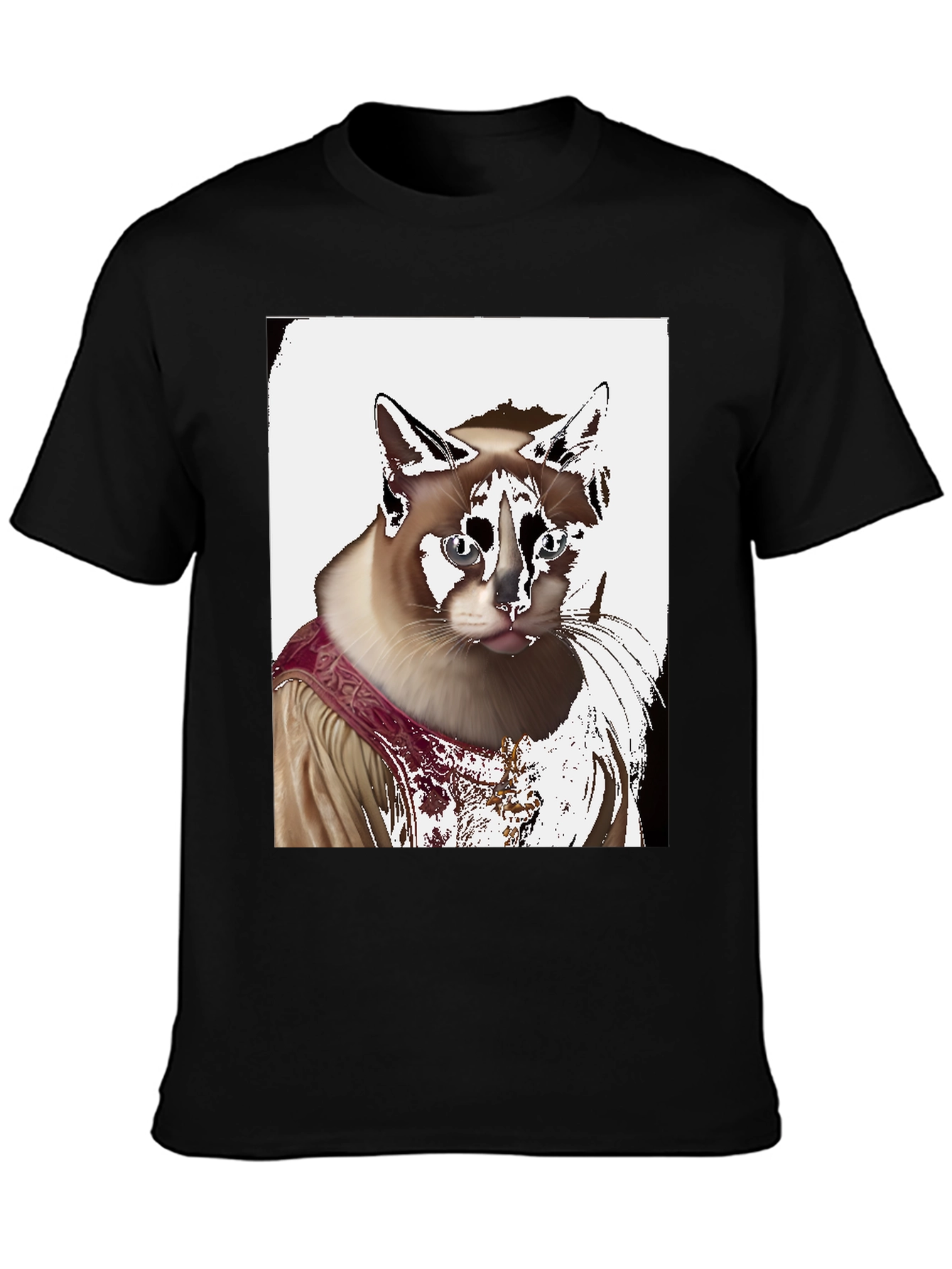 Black Regal Cat Portrait T-Shirt view 3