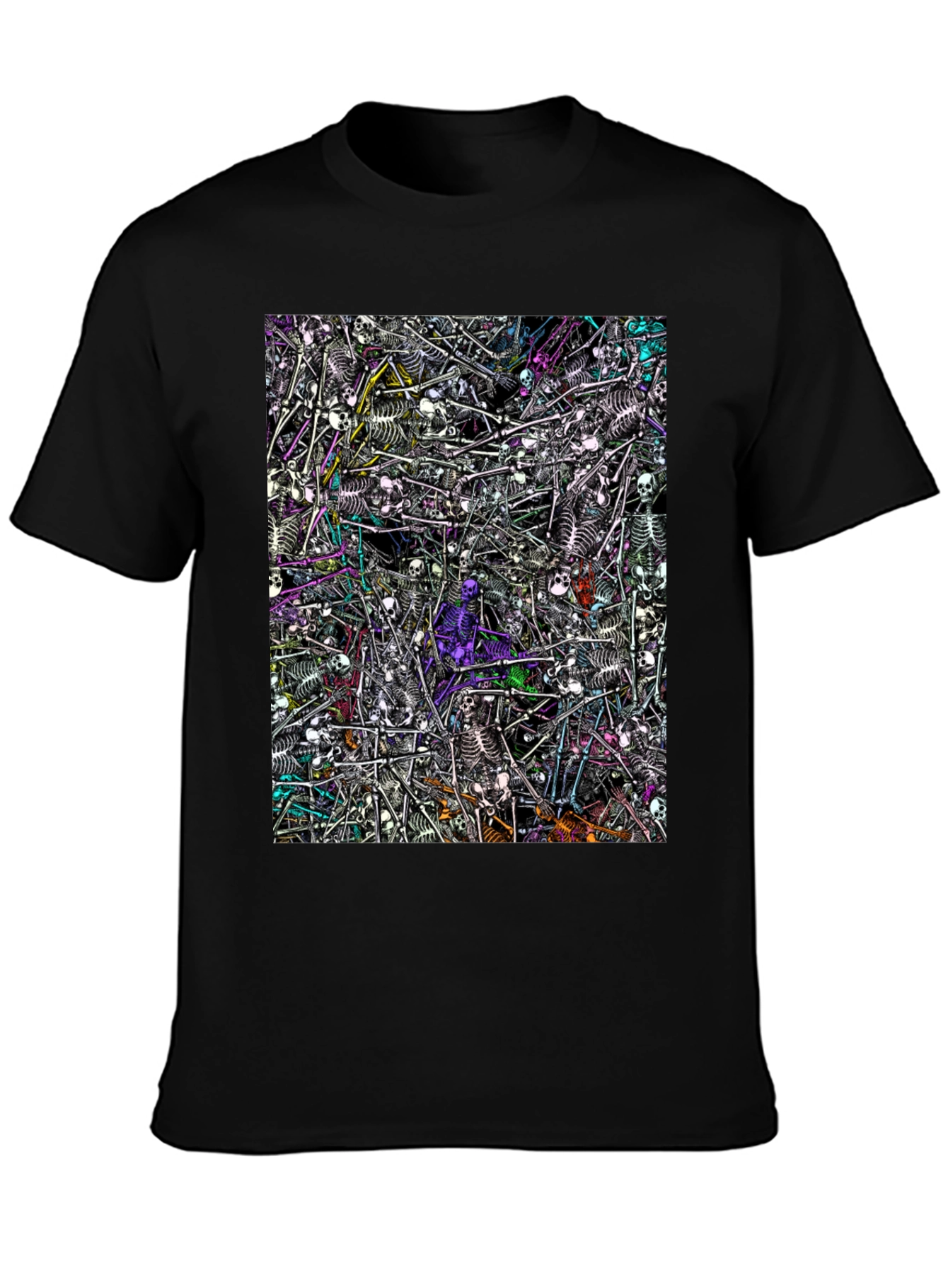Black Skeleton Pile Graphic Tee - Black view 3