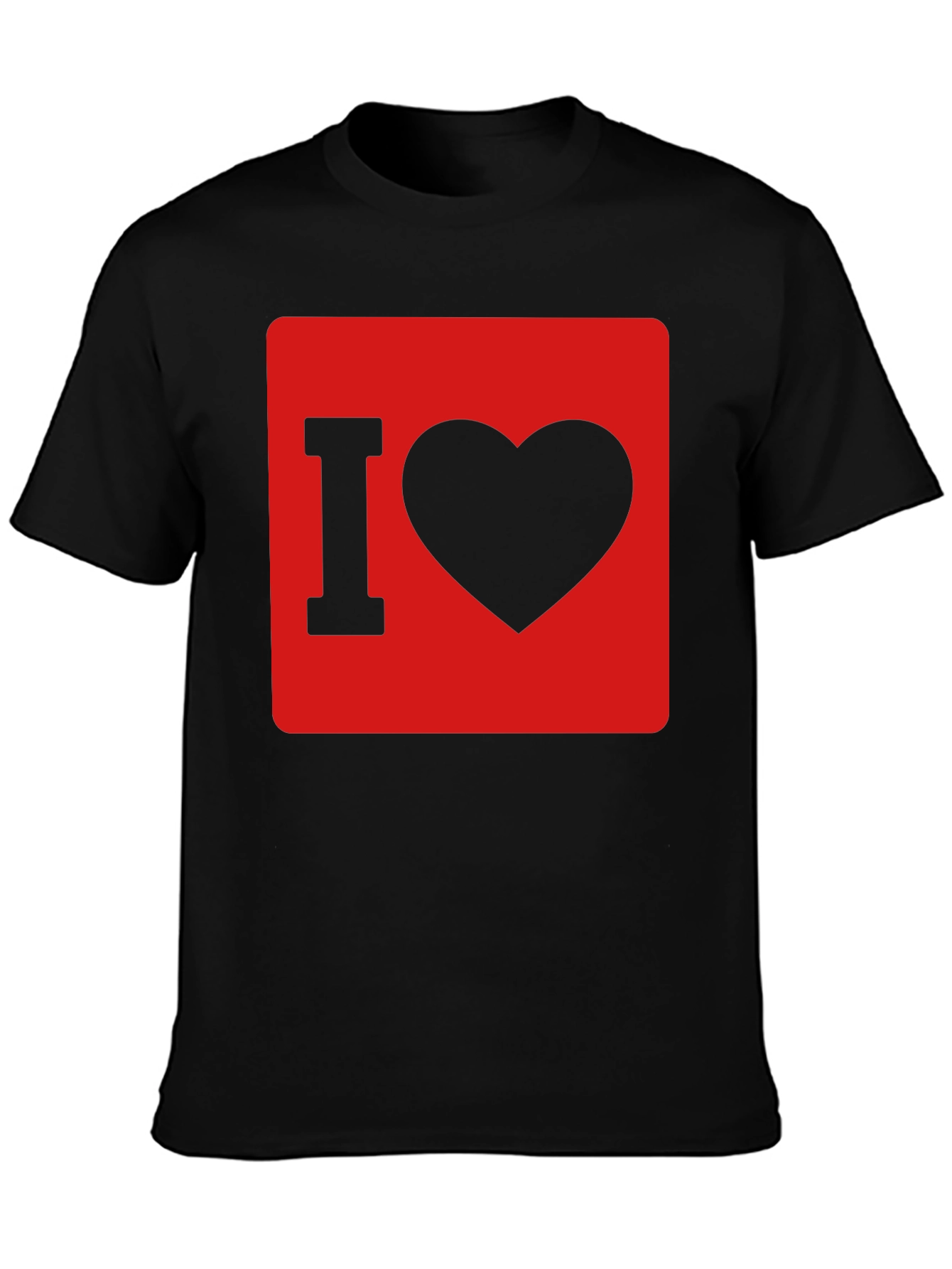 Black I Love Heart Graphic T-Shirt - Black Cotton Tee view 3