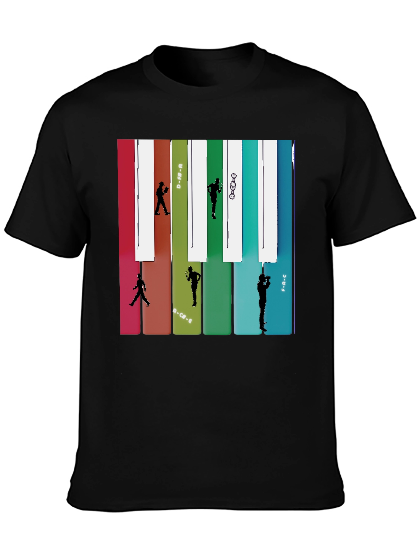 Black Music Note Piano Keys Runner T-Shirt view 3