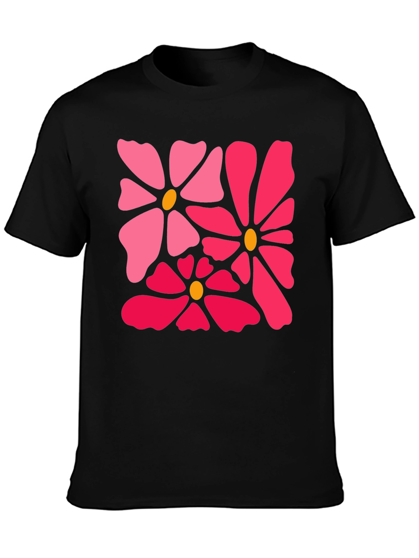 Black Floral Graphic Black T-Shirt view 3