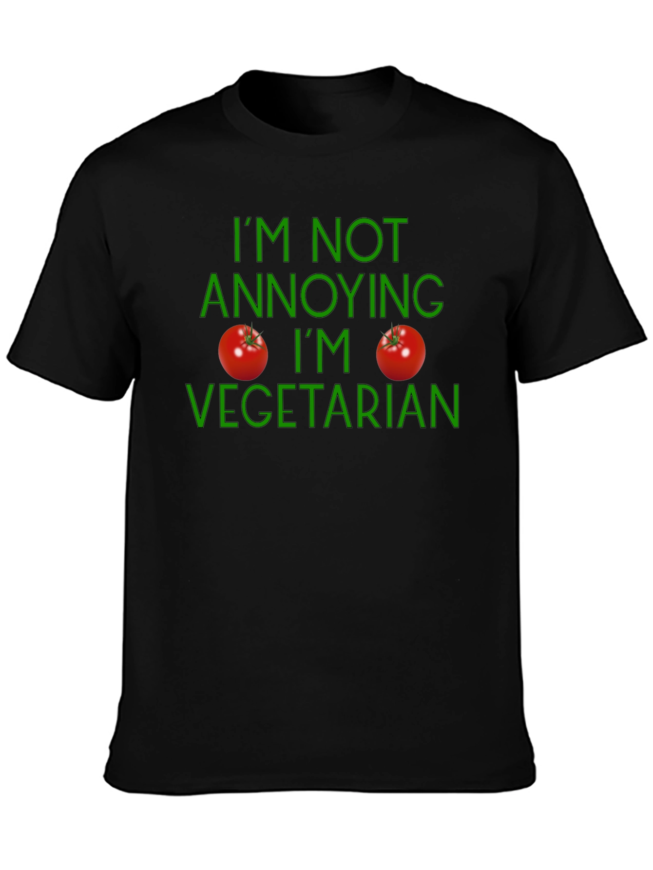 Black Vegetarian Statement T-Shirt - Soft Cotton Casual Wear view 3