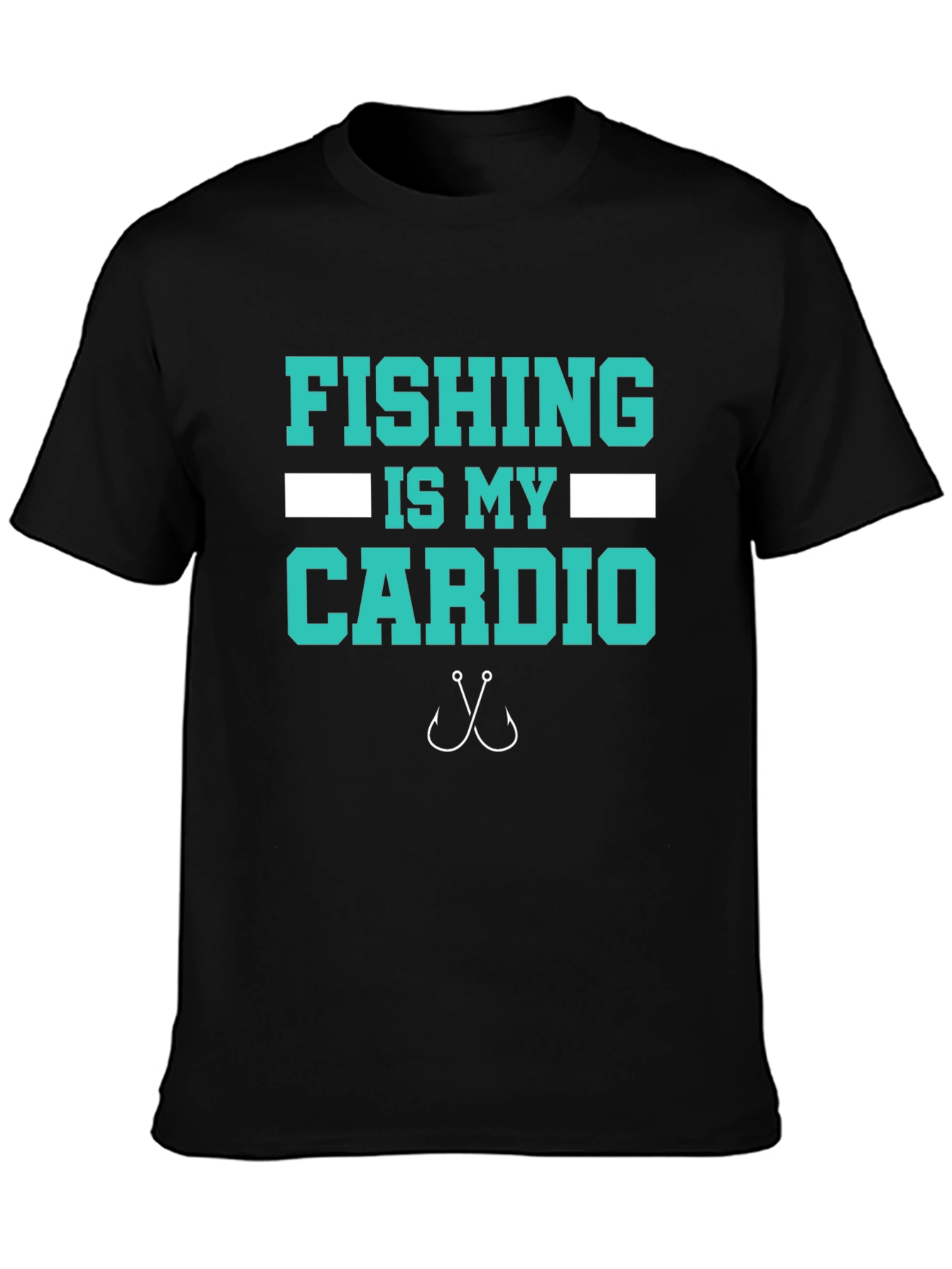 Black Fishing Is My Cardio T-Shirt - Black Cotton Tee view 3