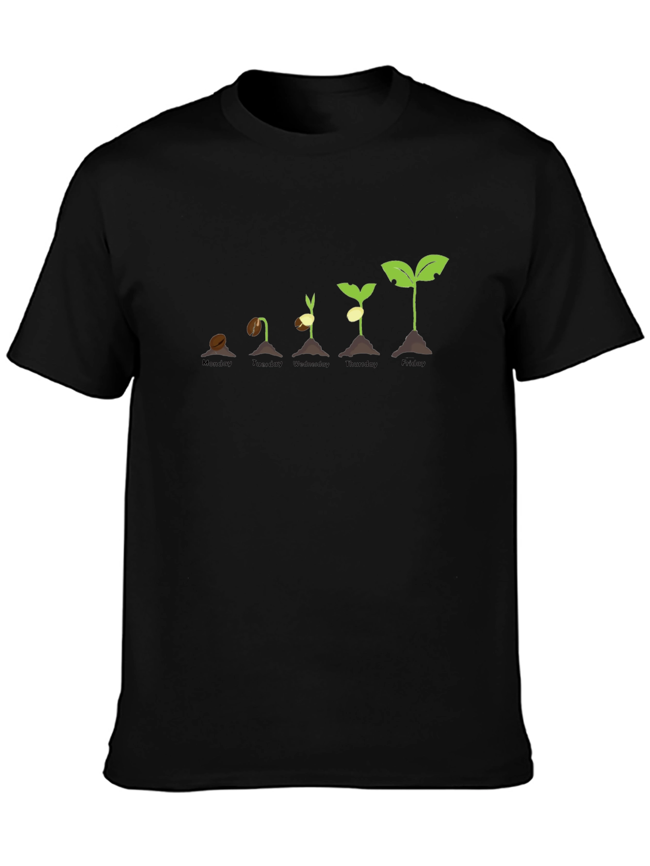 Black Plant Growth Stages T-Shirt - Black Cotton Tee view 3
