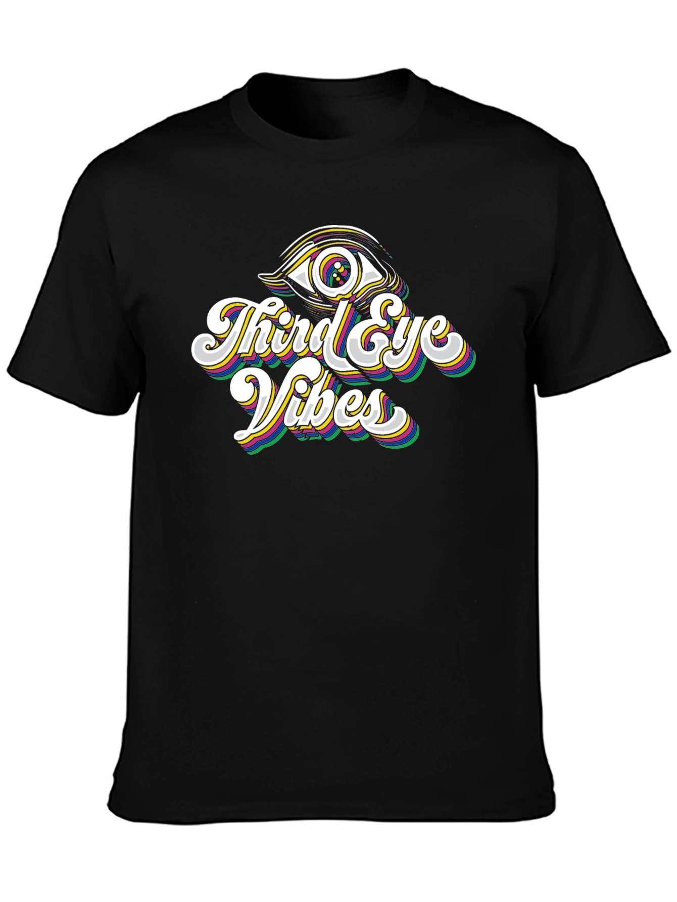 Black Third Eye Vibes Black Graphic Tee view 3