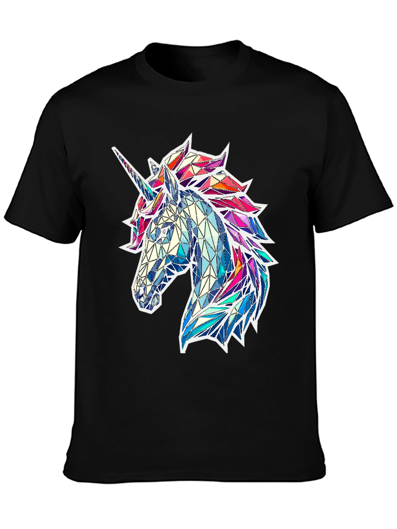 Black Geometric Unicorn Graphic Tee - Black view 3