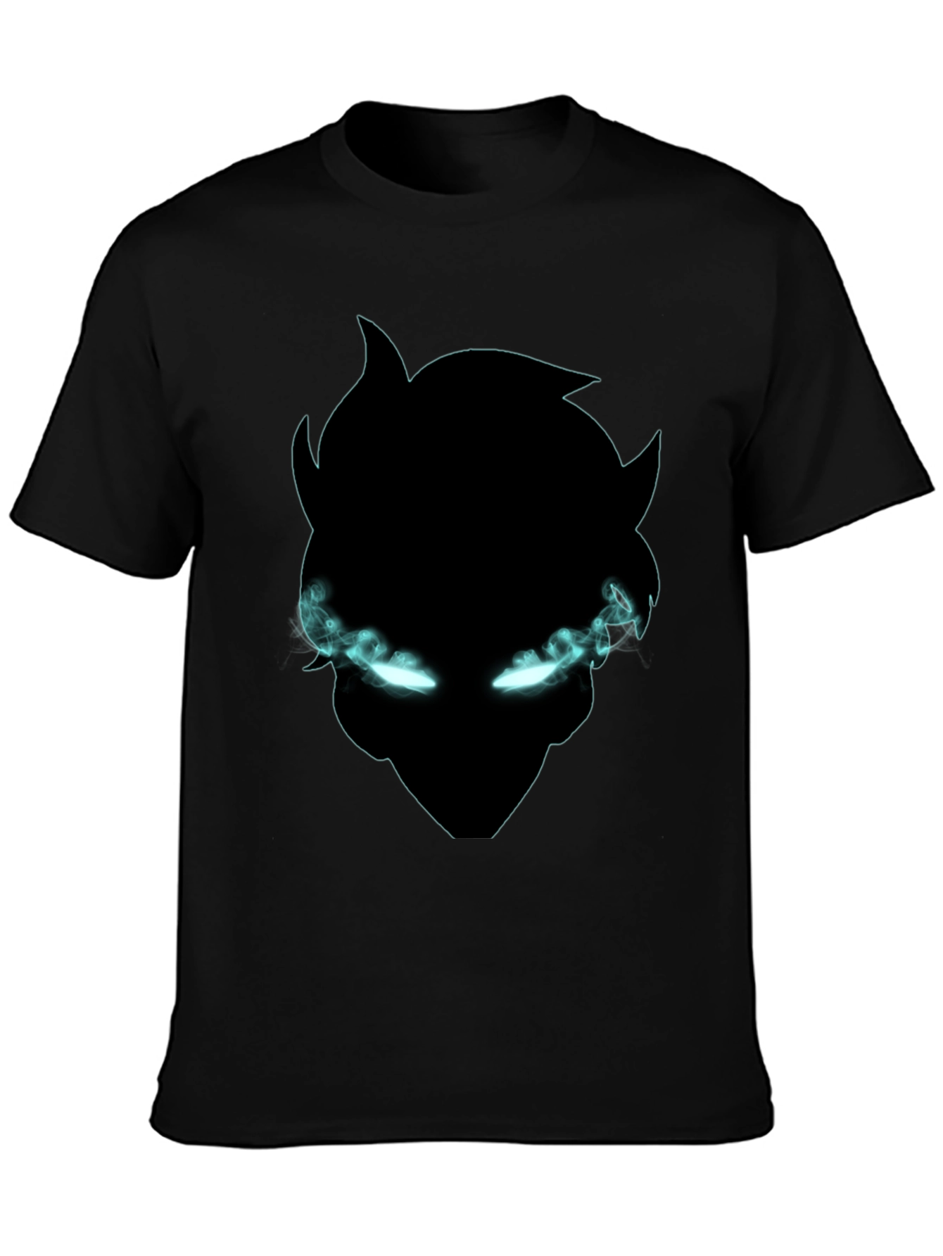 Black Black Graphic Tee: Mystical Glowing Eyes Design view 3