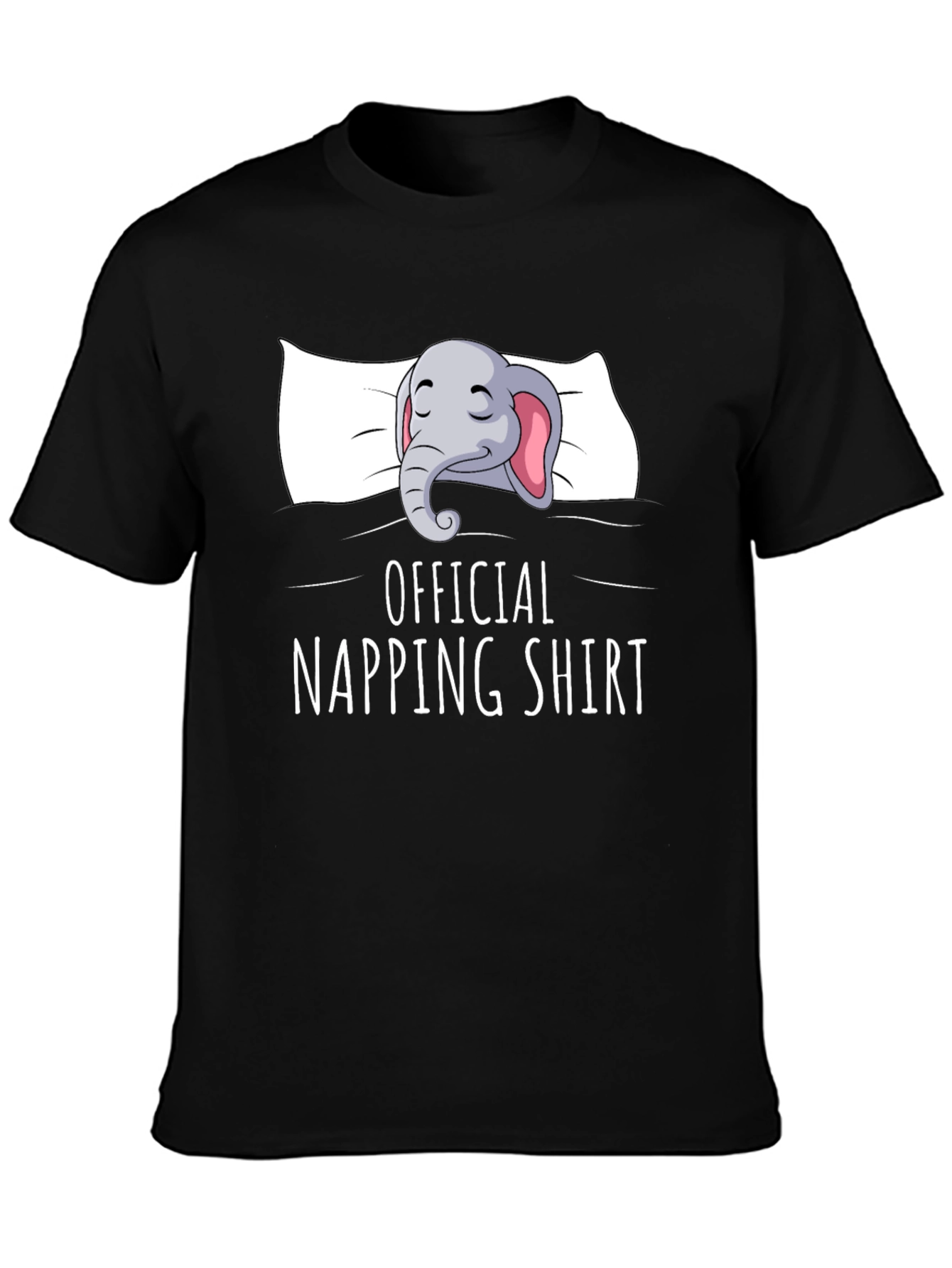 Black Official Napping Shirt - Elephant Cartoon Print view 3