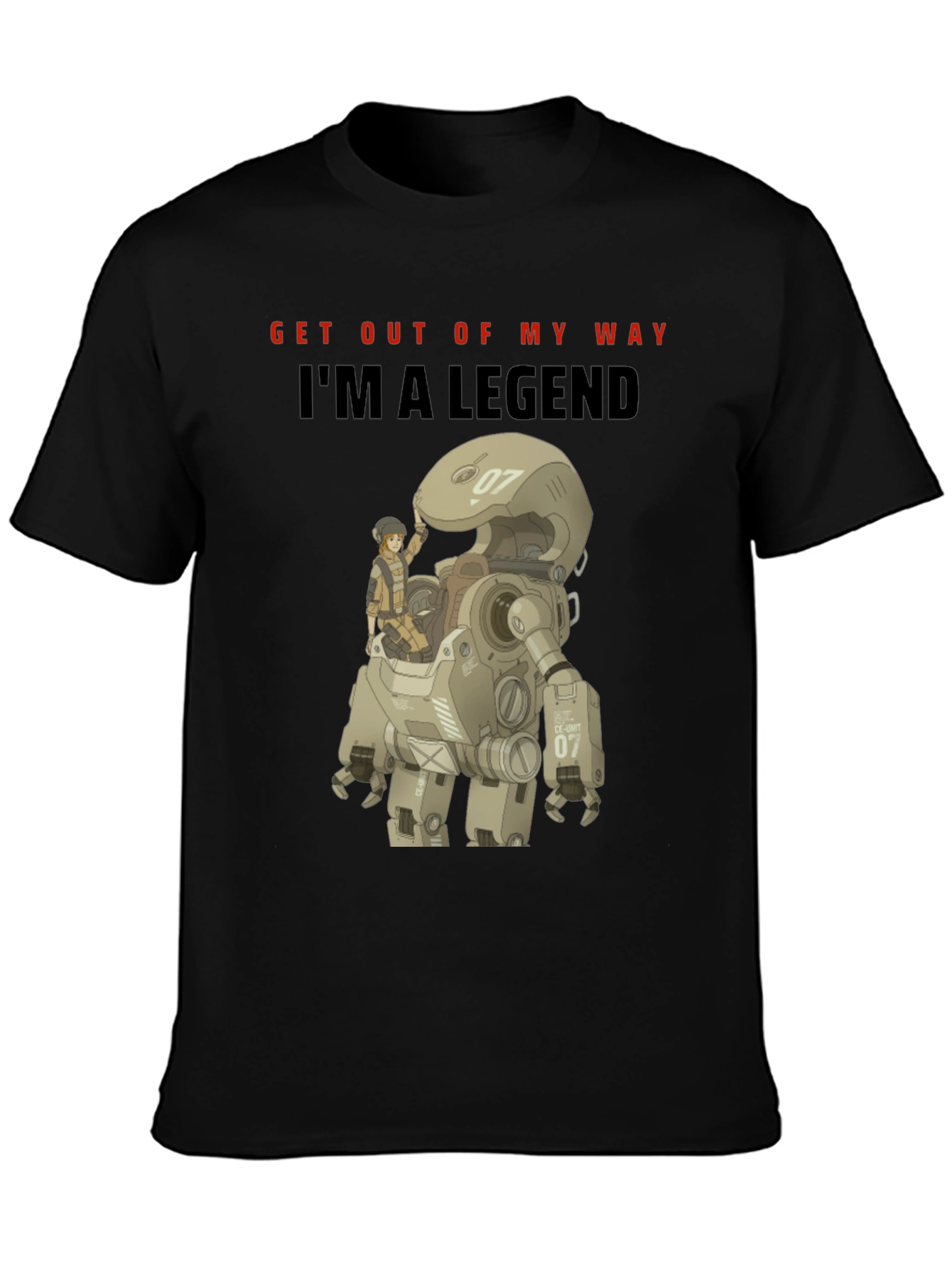 Black I'm A Legend Robot T-Shirt - Unique Graphic Tee view 3