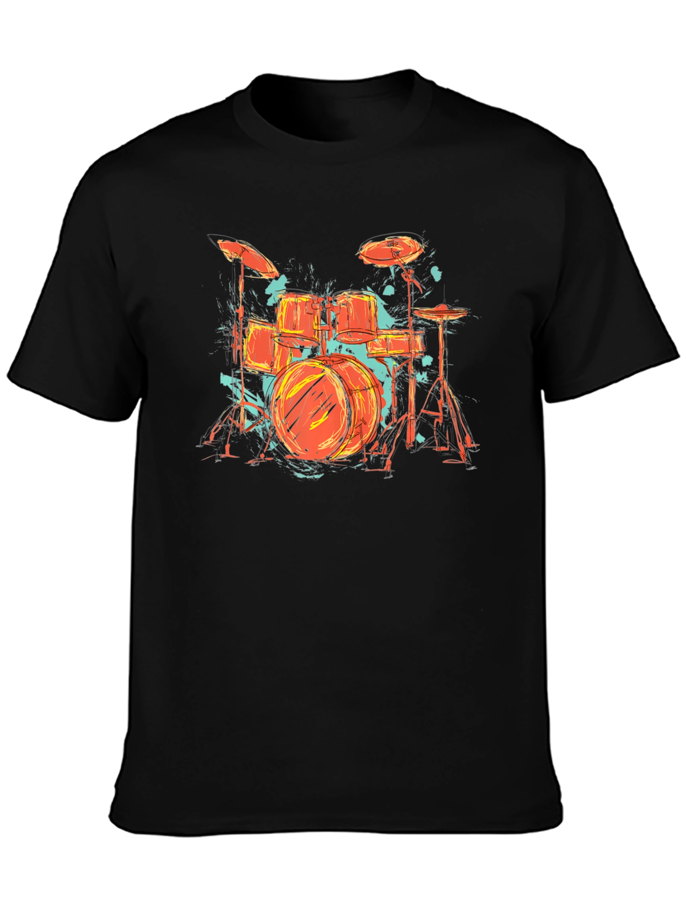 Black Drum Set Graphic Tee - Band Lover's Black T-Shirt view 3