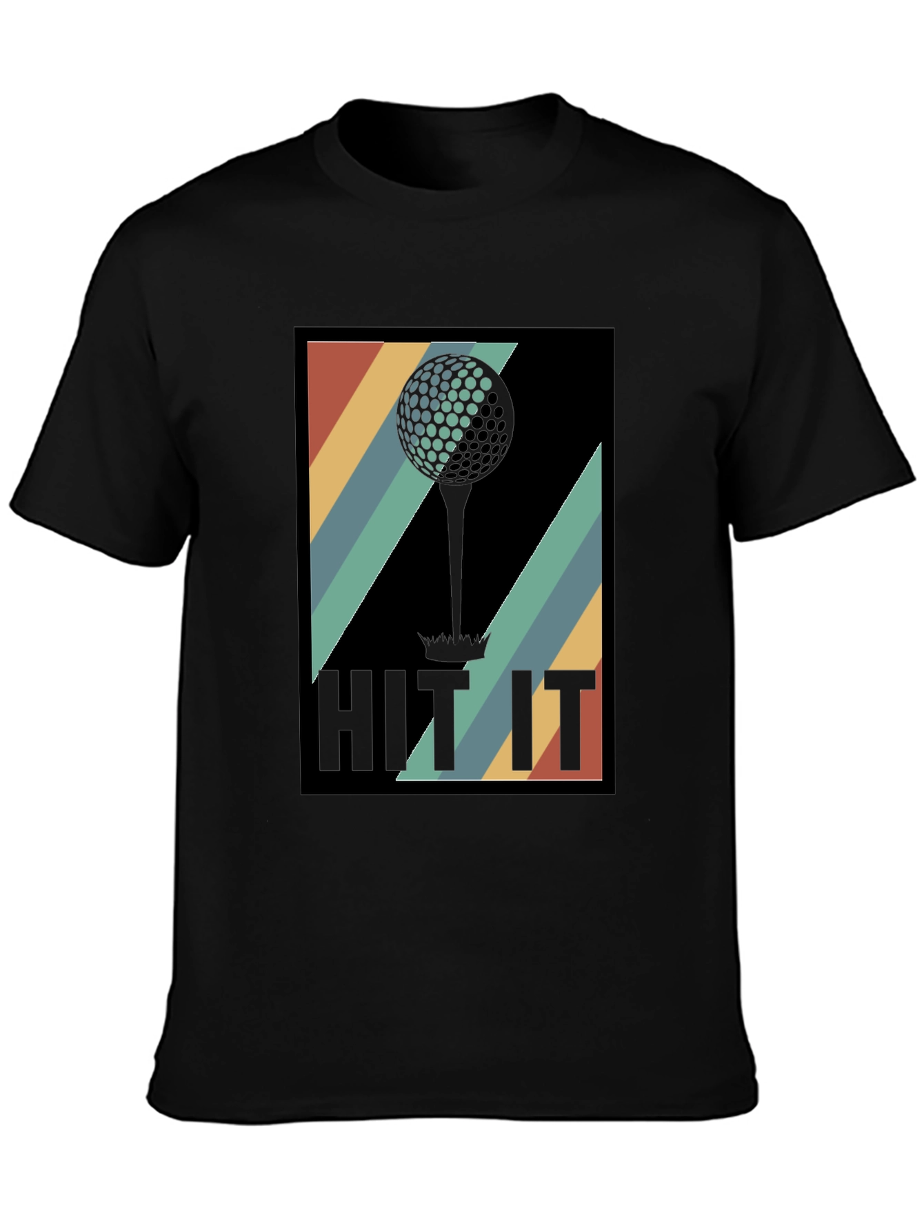 Black Retro Golf Ball Tee T-Shirt - Hit It! view 3