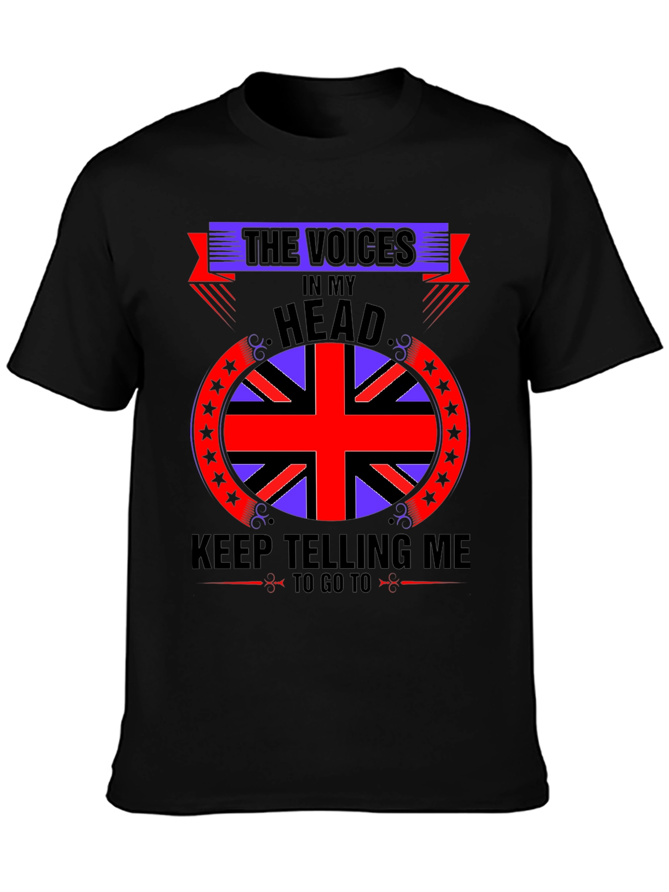 Black Voices In My Head T-Shirt, British Flag view 3