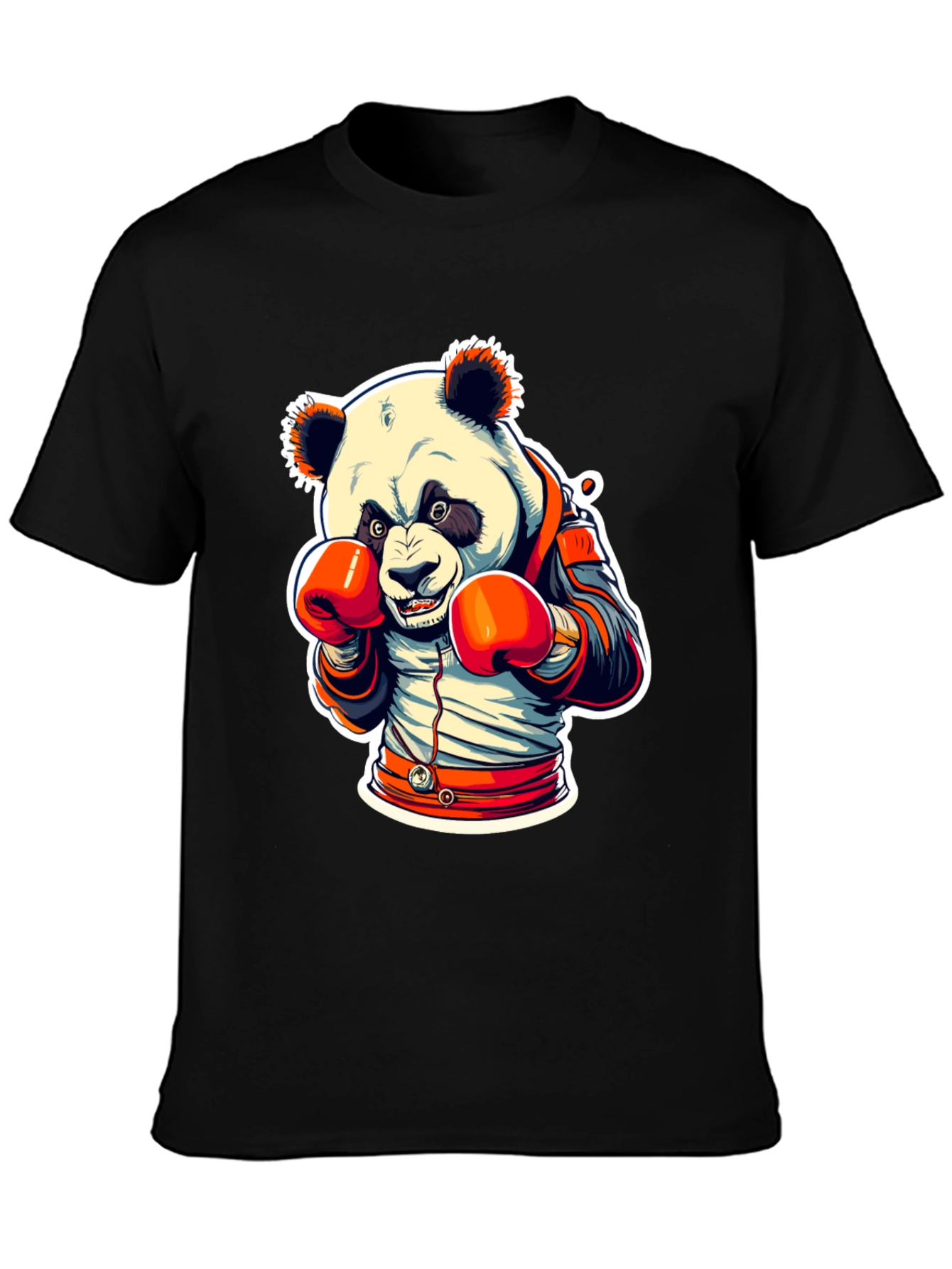 Black Panda Boxer Graphic Tee - Black Cotton Blend view 3