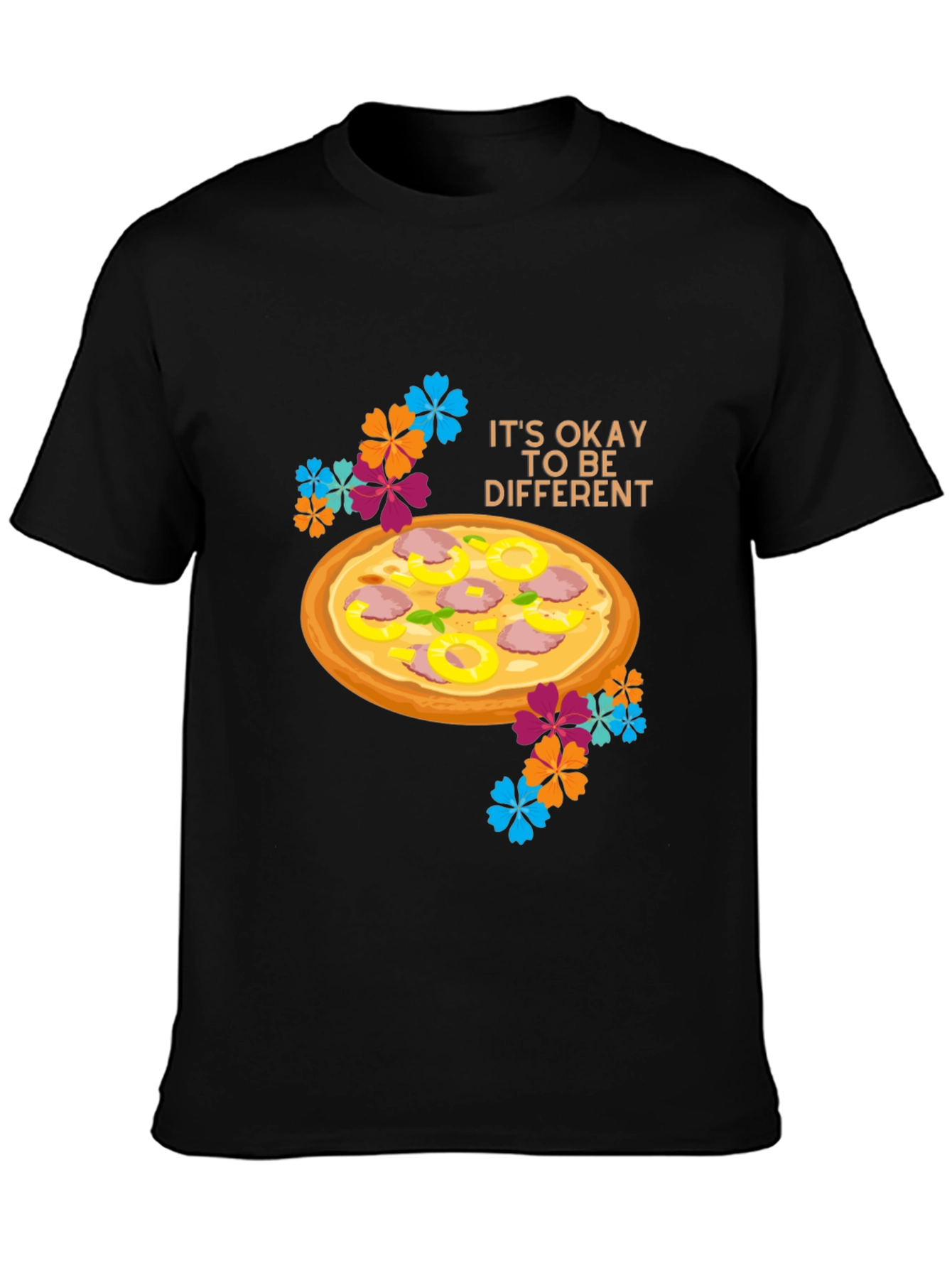 Black Pizza Be Different Graphic T-Shirt view 3