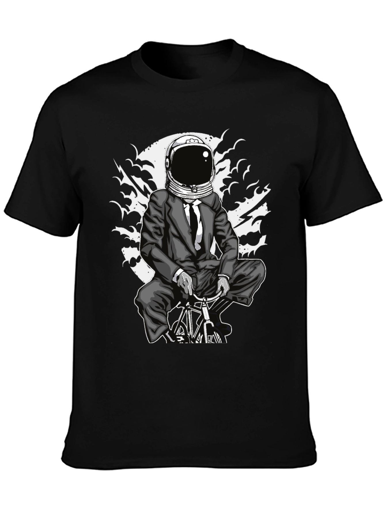 Black Astronaut Biker Black T-Shirt - Unique Graphic Tee view 3