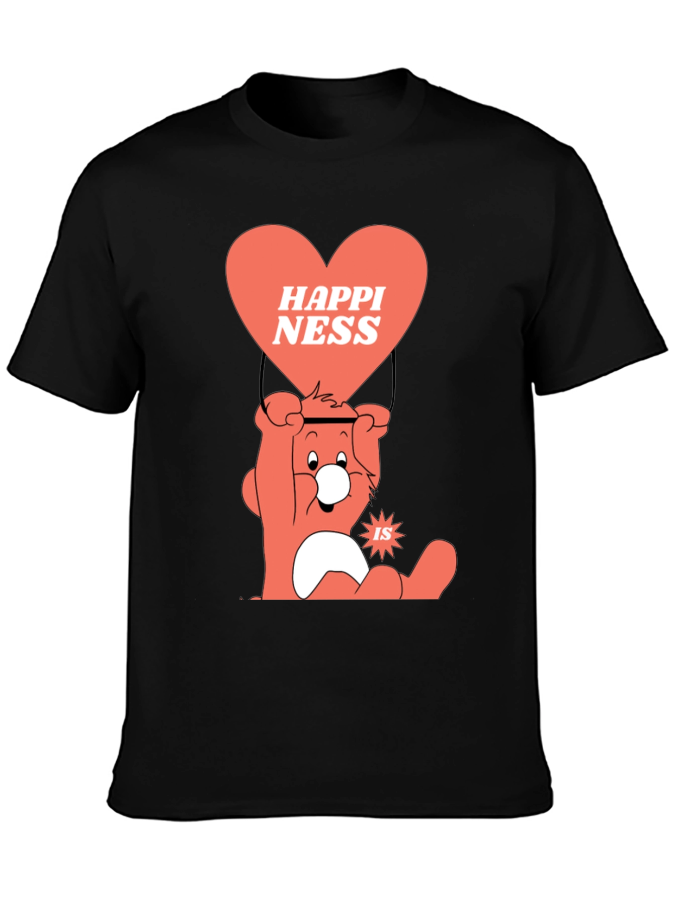 Black Happiness Bear Graphic T-Shirt view 3