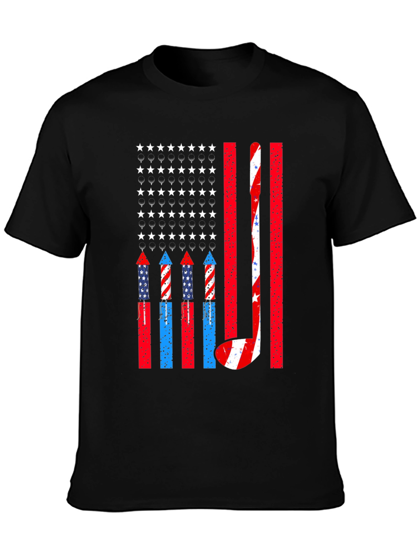 Black Patriotic Hockey USA Flag T-Shirt view 3