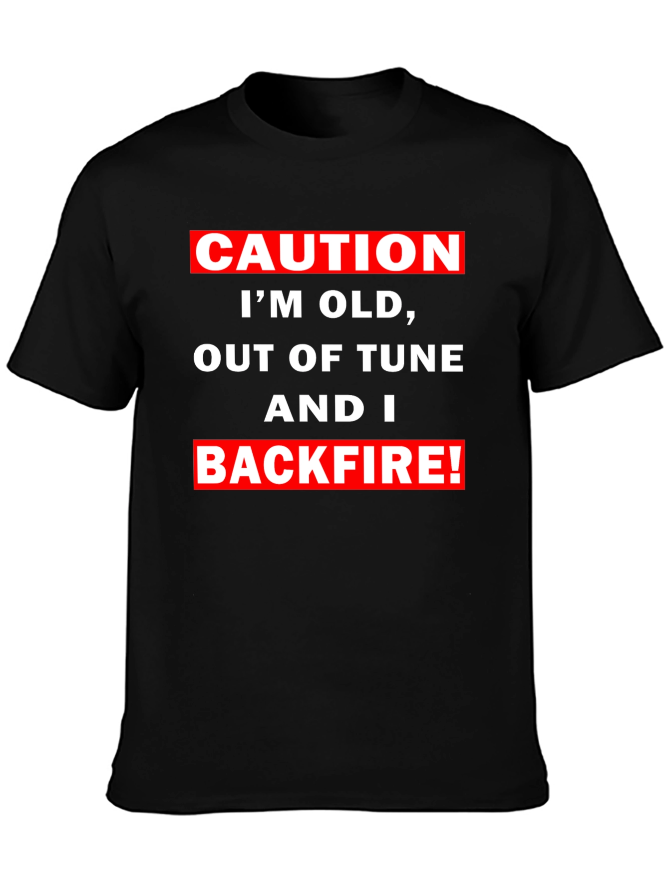 Black Caution I'm Old Funny Graphic T-Shirt view 3