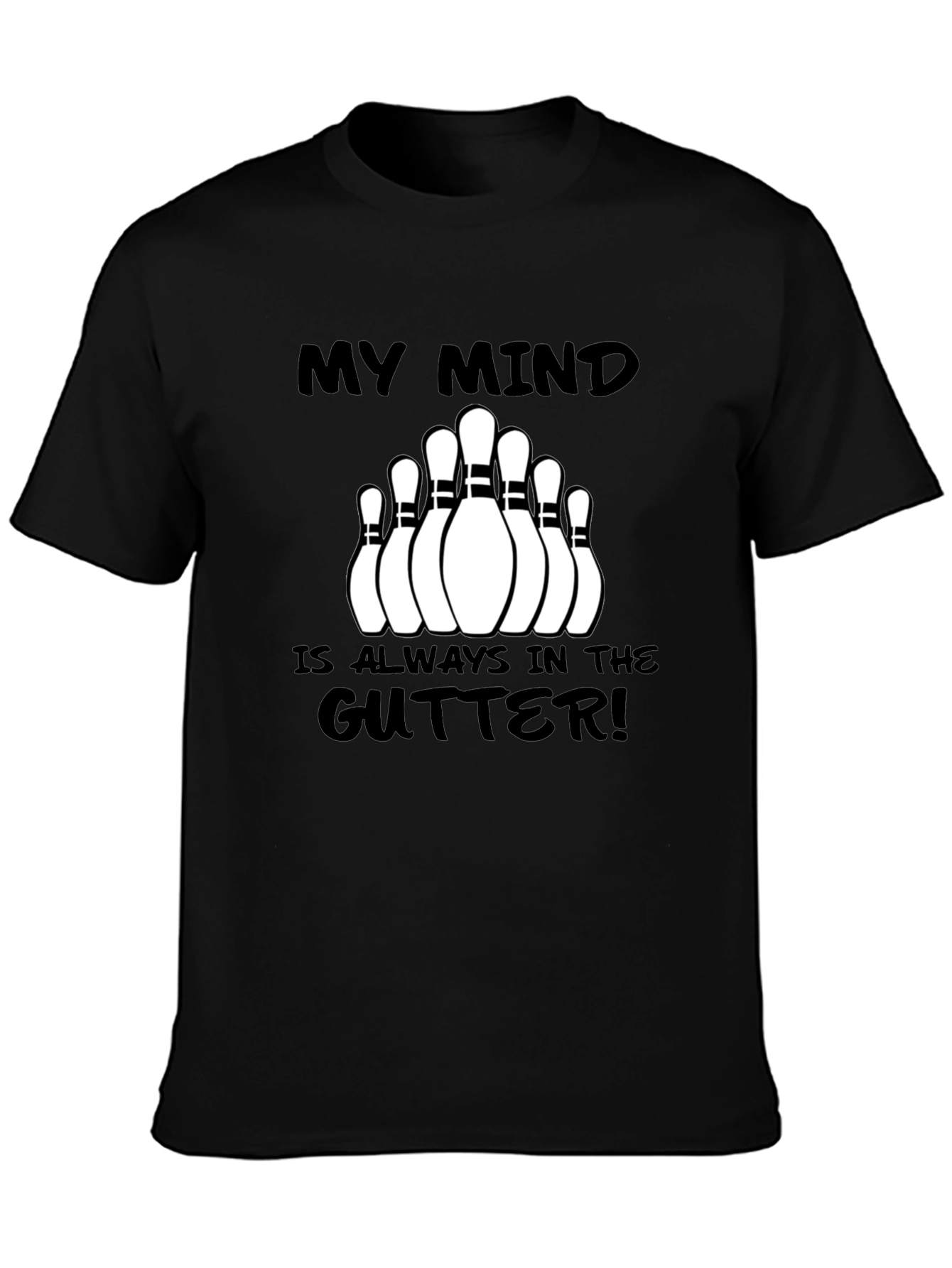 Black My Mind is Always in the Gutter Bowling T-Shirt view 3