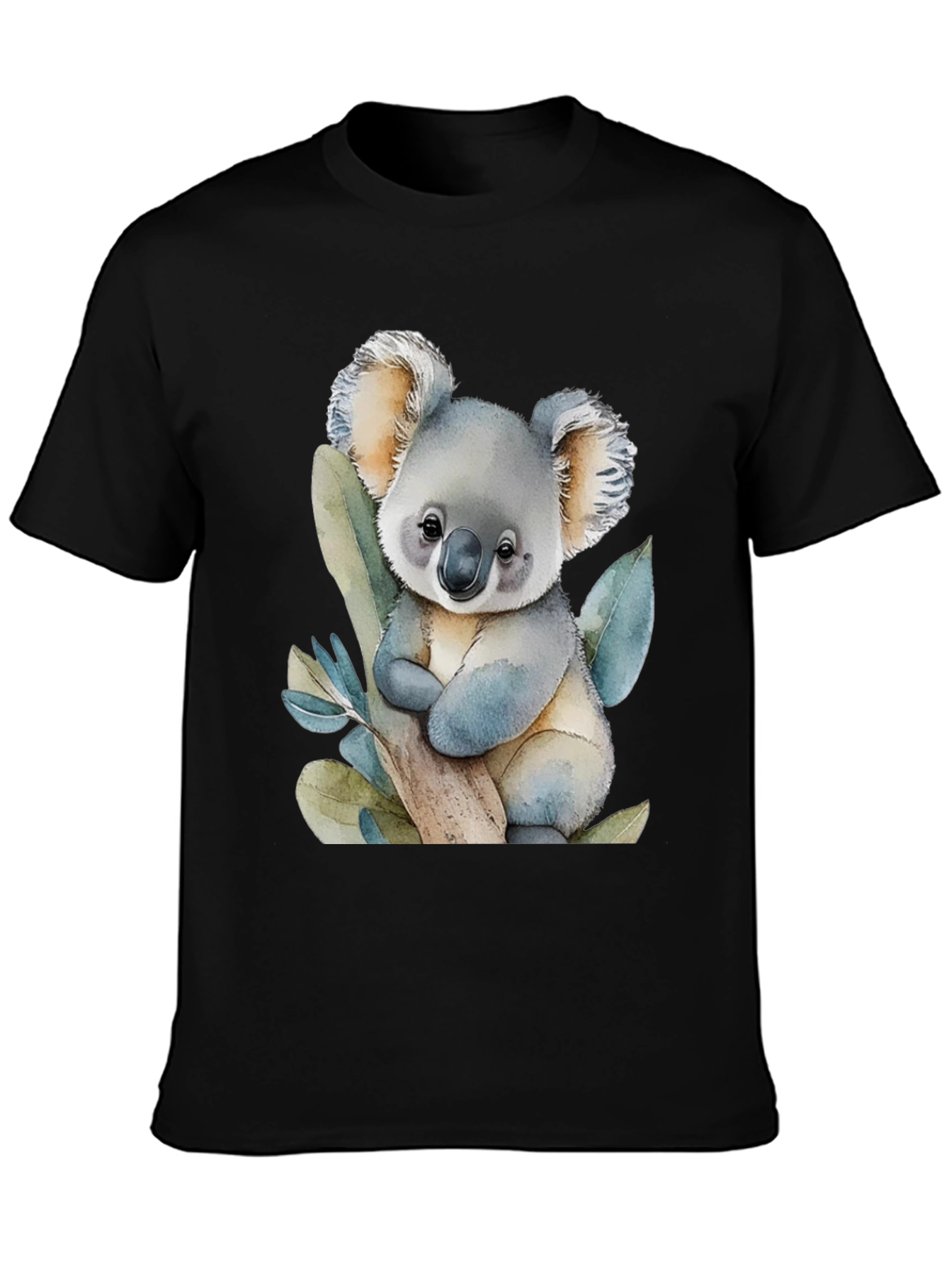 Black Cute Koala Bear Graphic T-Shirt view 3