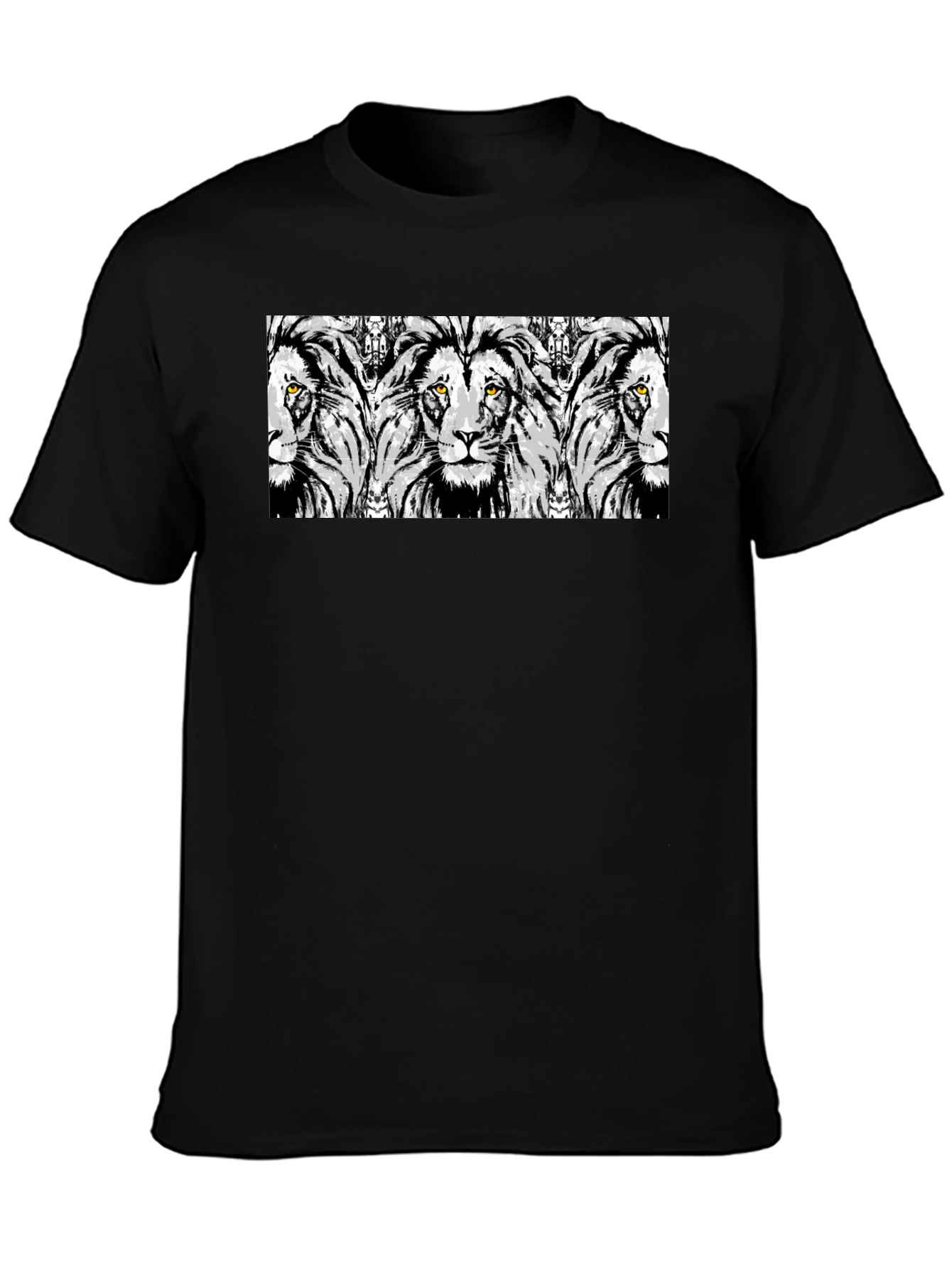 Black Lion Print Graphic Tee - Stylish Men's Black T-Shirt view 3