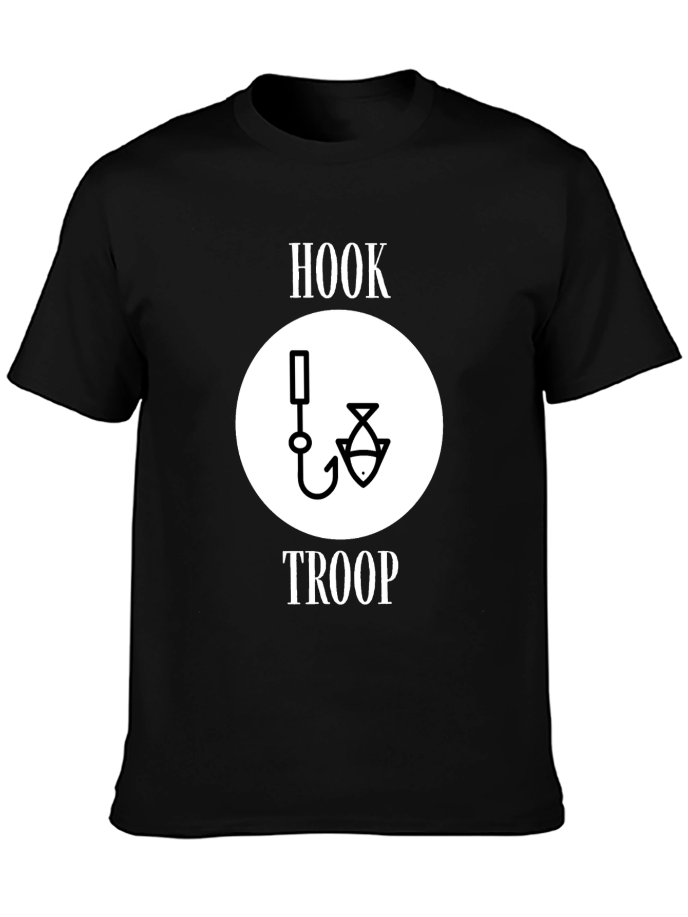 Black Hook Troop T-Shirt Fishing Graphic Tee - Black Cotton Blend view 3