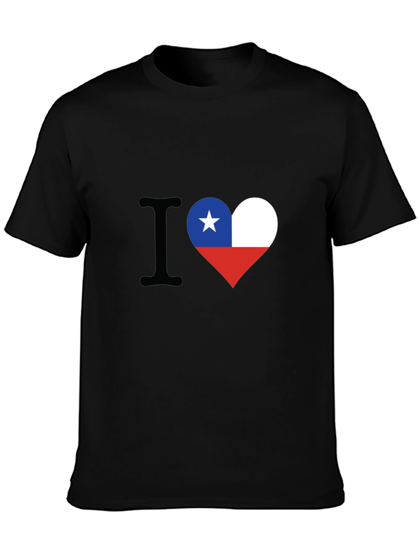 I Love Chile Heart Flag Black T-Shirt - 3
