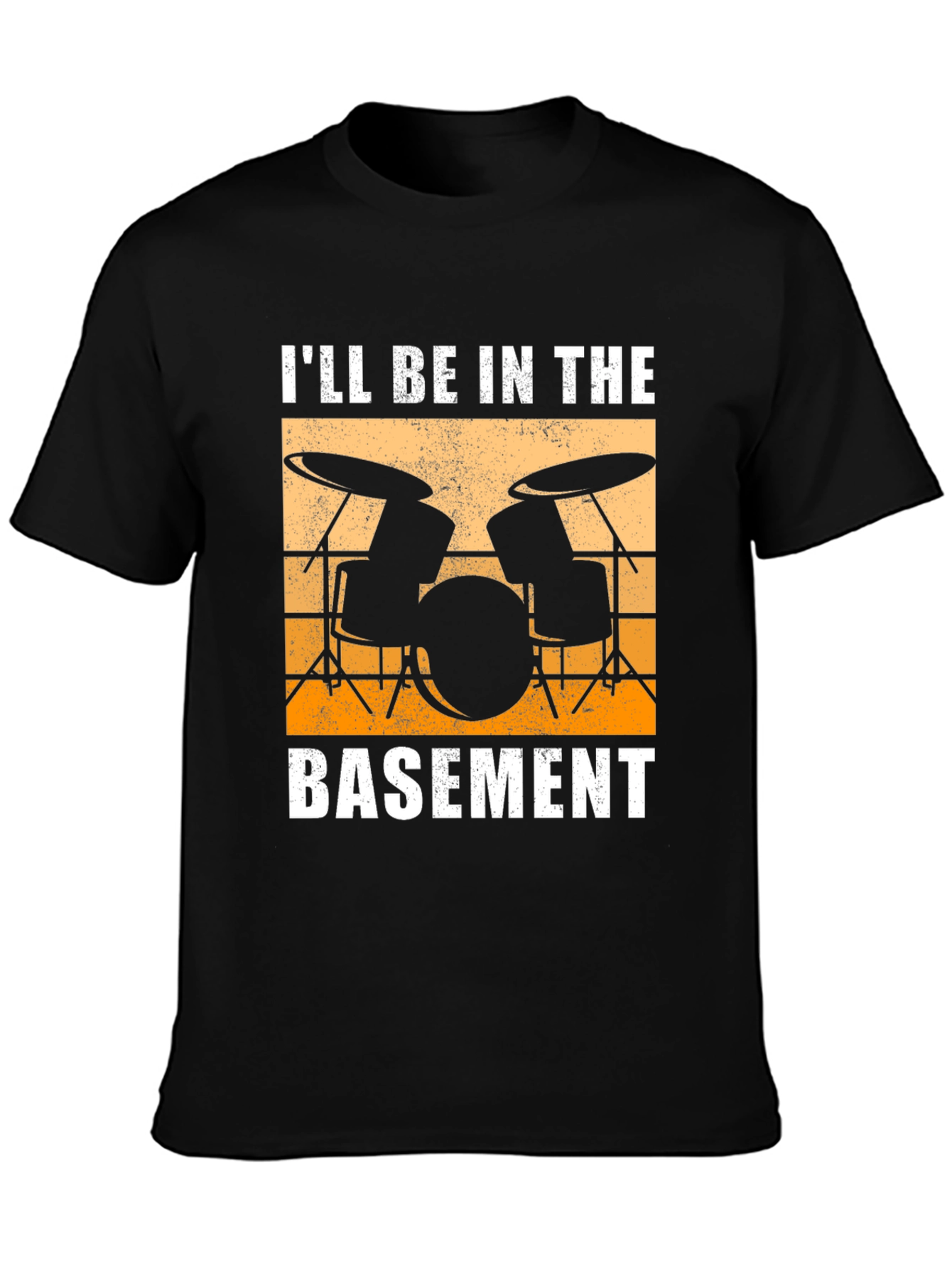 Black I'll Be In The Basement Drum Set T-Shirt view 3