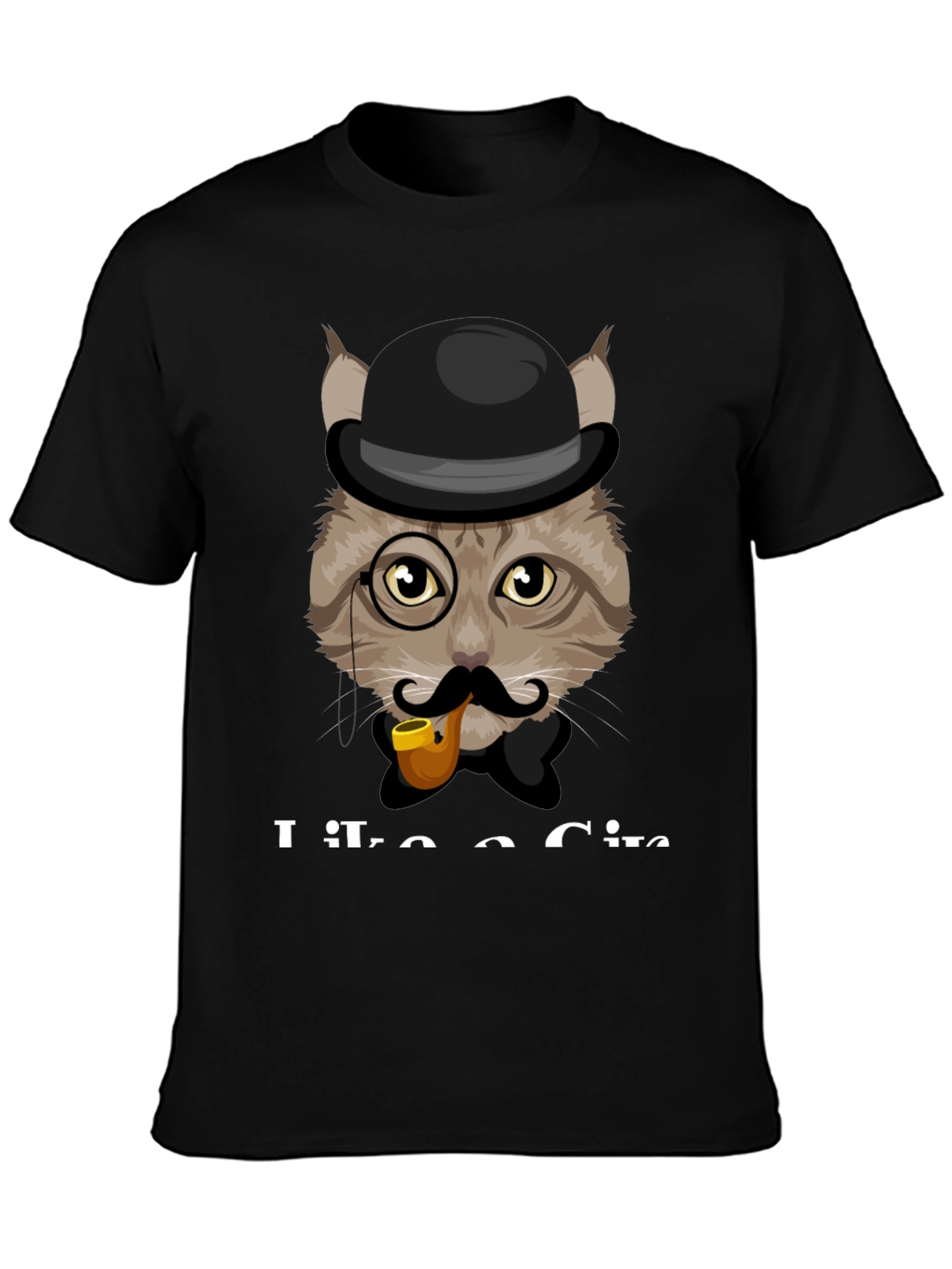 Black Cat Gentleman T-Shirt - Sophisticated Feline Design view 3