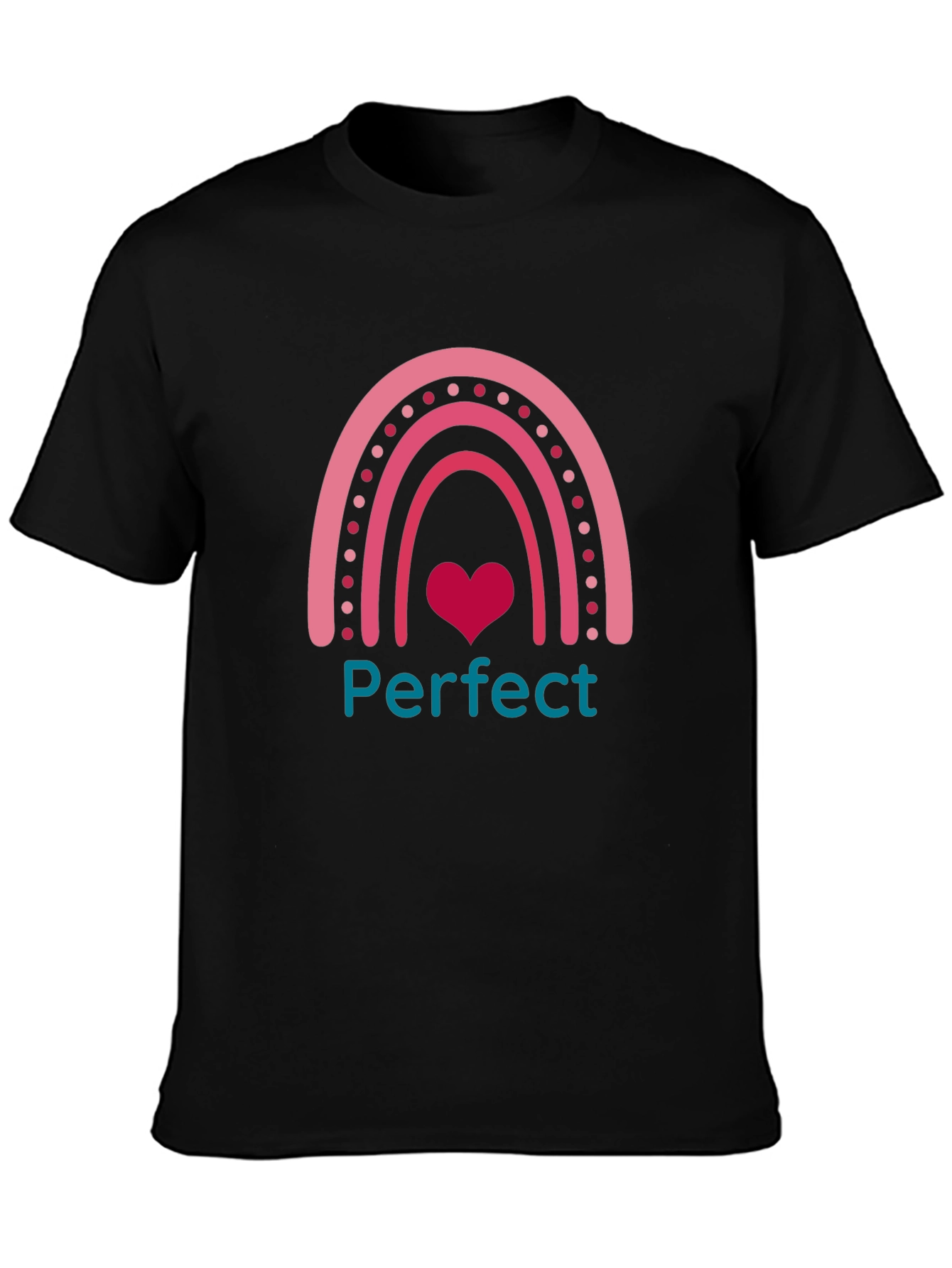 Black Perfect Rainbow Heart Graphic Tee - Unisex view 3