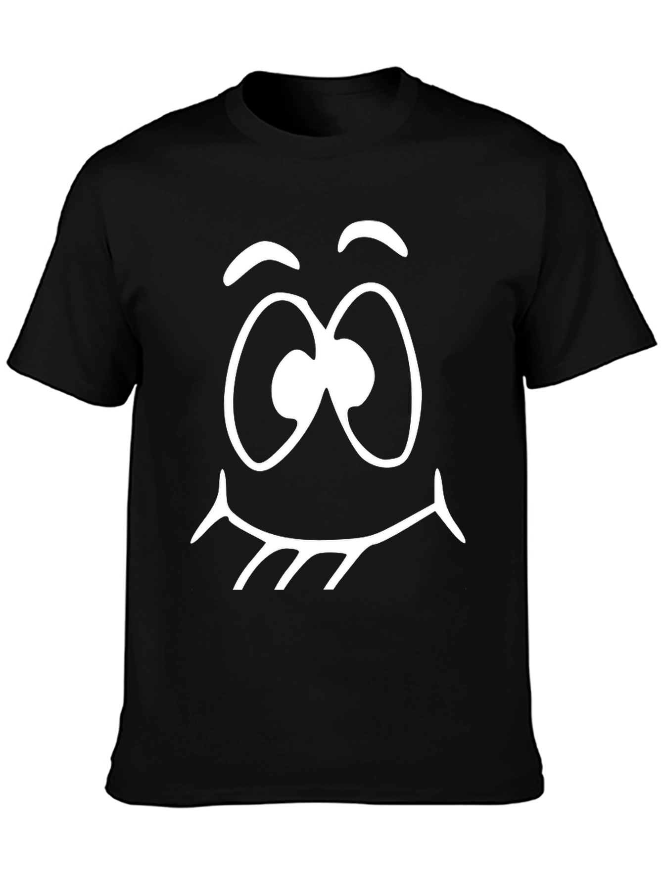 Black Funny Face Graphic Tee - Black Cotton T-Shirt view 3