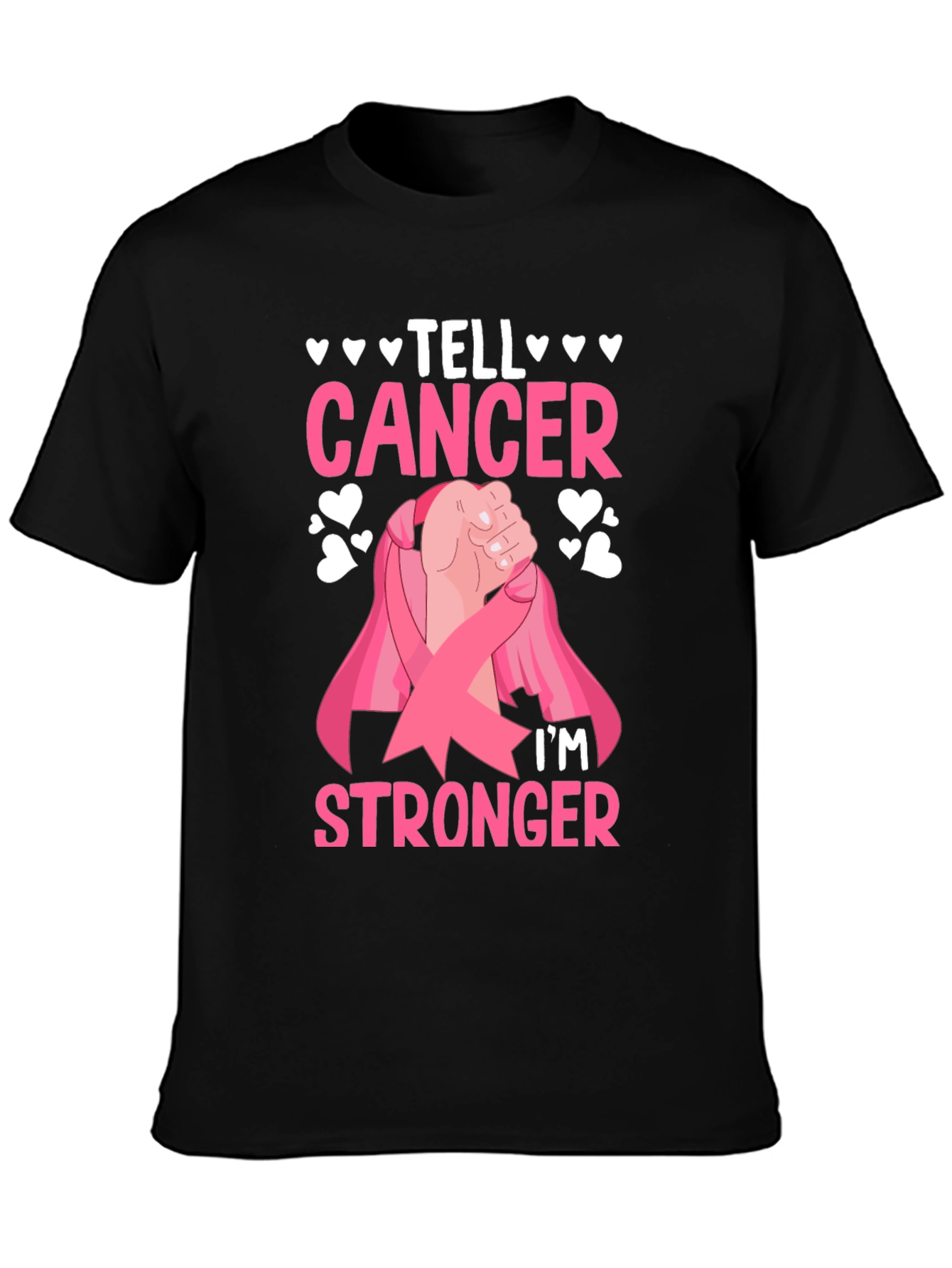 Black Tell Cancer I'm Stronger T-Shirt view 3