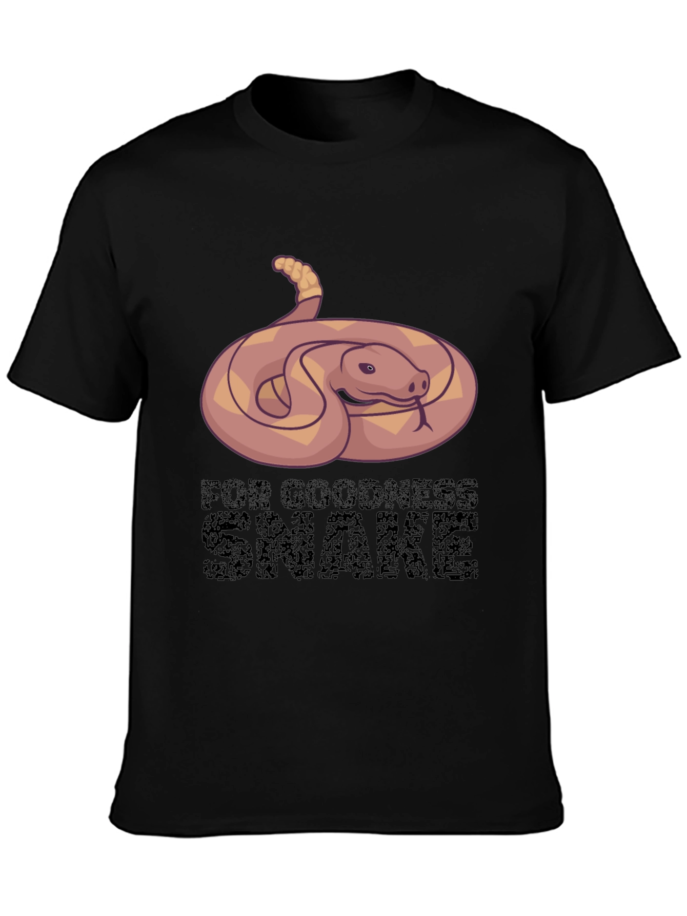 Black Funny Snake Graphic Tee - For Goodness Snake T-Shirt view 3