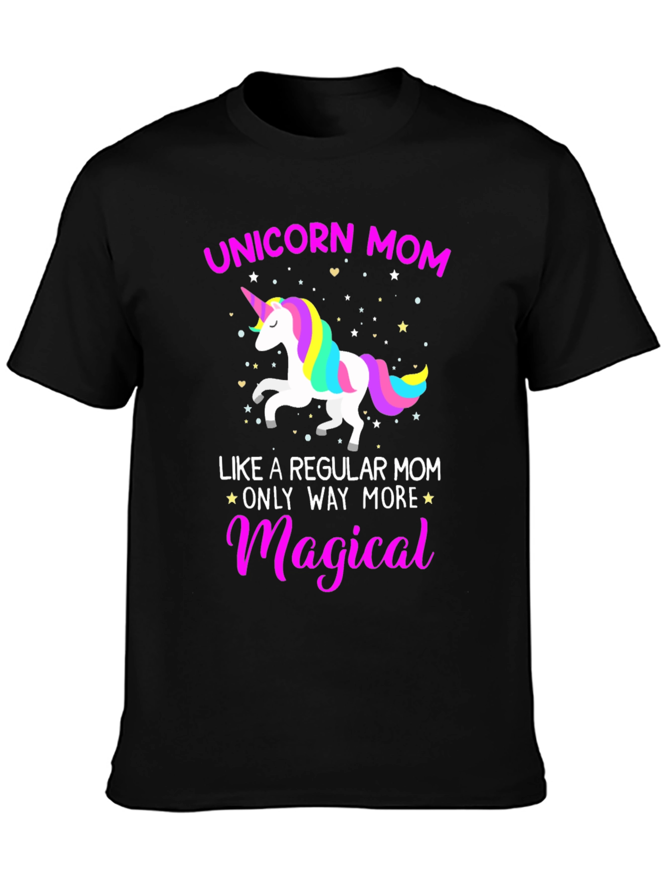 Black Unicorn Mom Magical Graphic Tee view 3