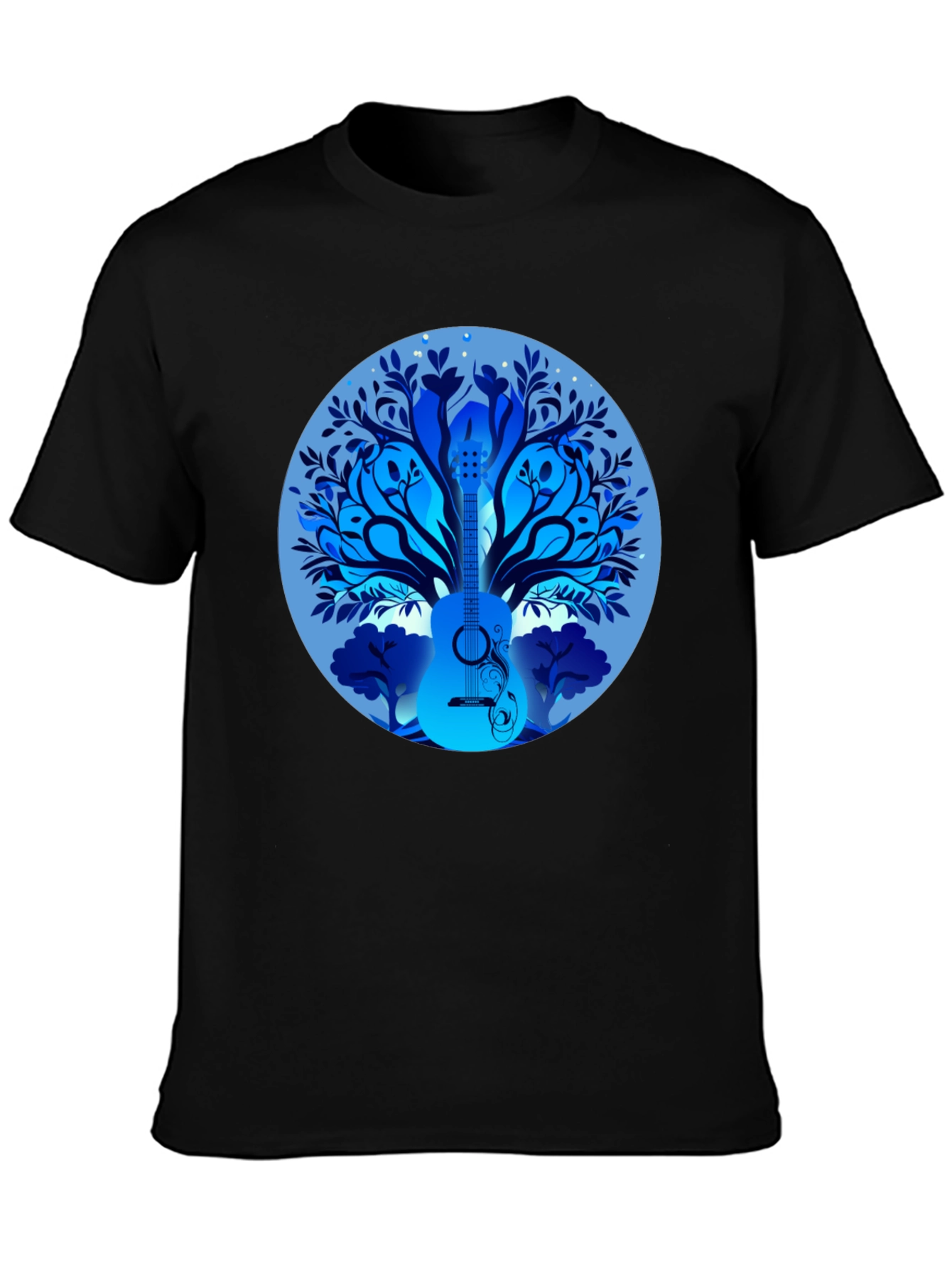 Black Guitar Tree T-Shirt - Music Lover Tee view 3