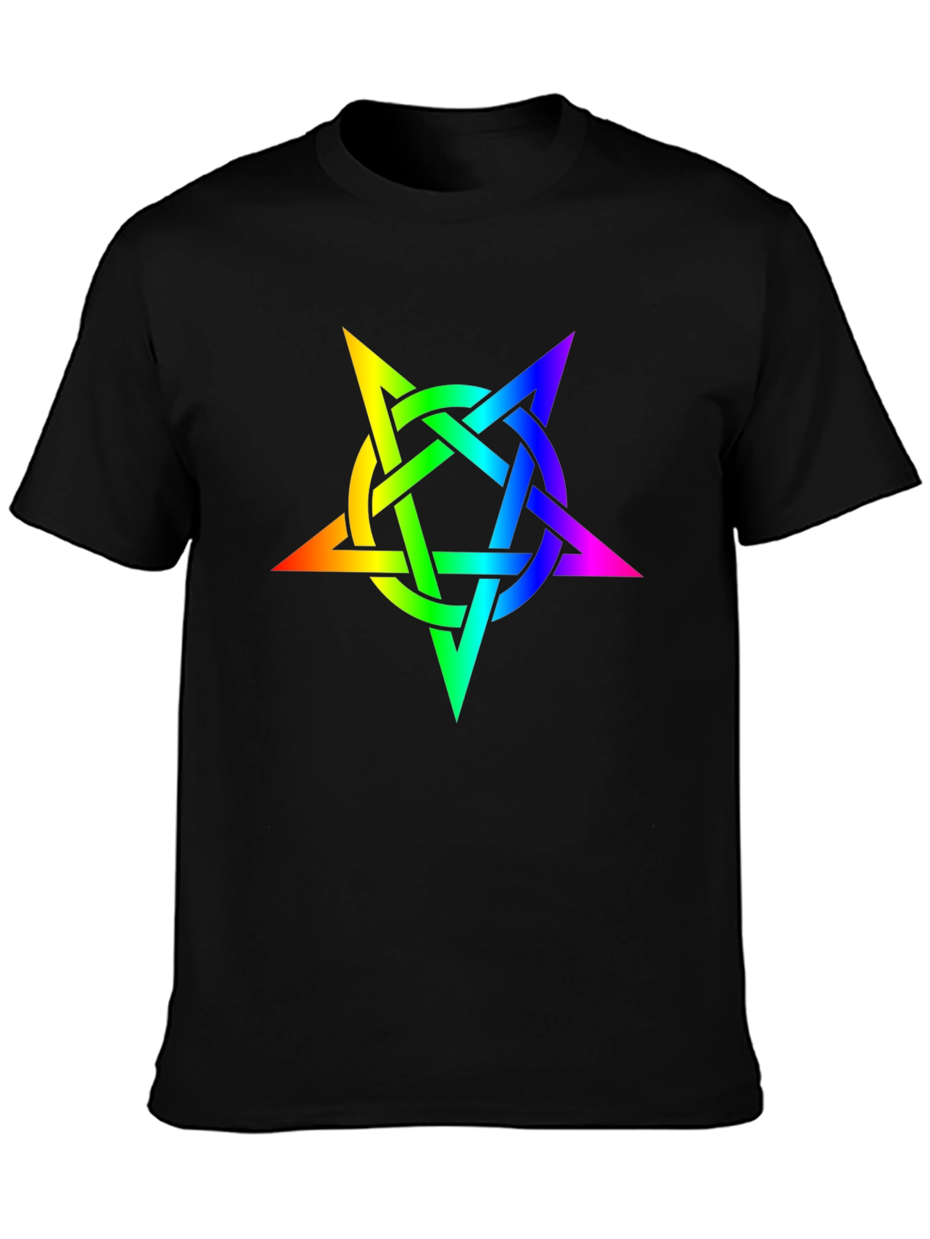Black Rainbow Pentagram Black T-Shirt view 3