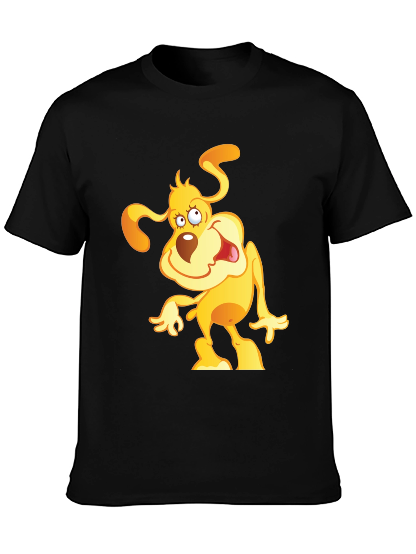 Black Cartoon Dog Graphic Tee - Black Cotton Comfort view 3