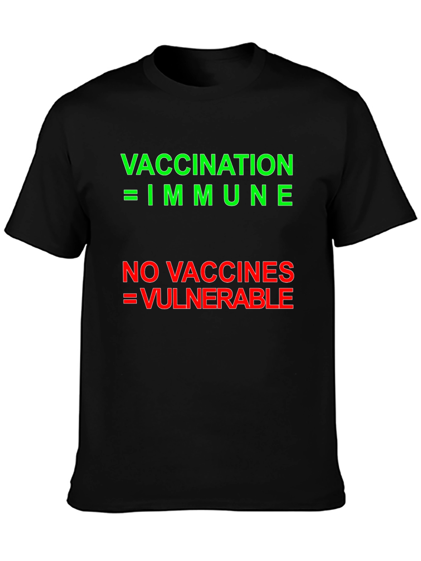 Black Vaccination Message Tee - Immune vs Vulnerable Black T-Shirt view 3