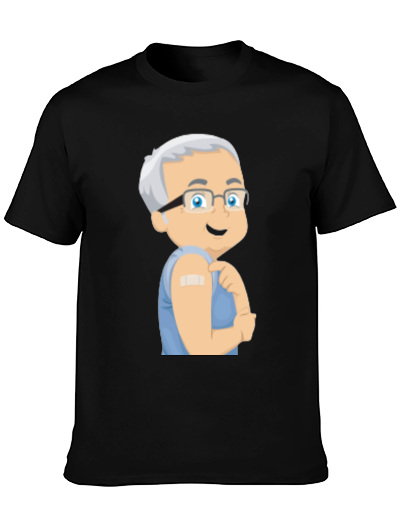Black Vaccinated Cartoon Graphic T-Shirt view 3
