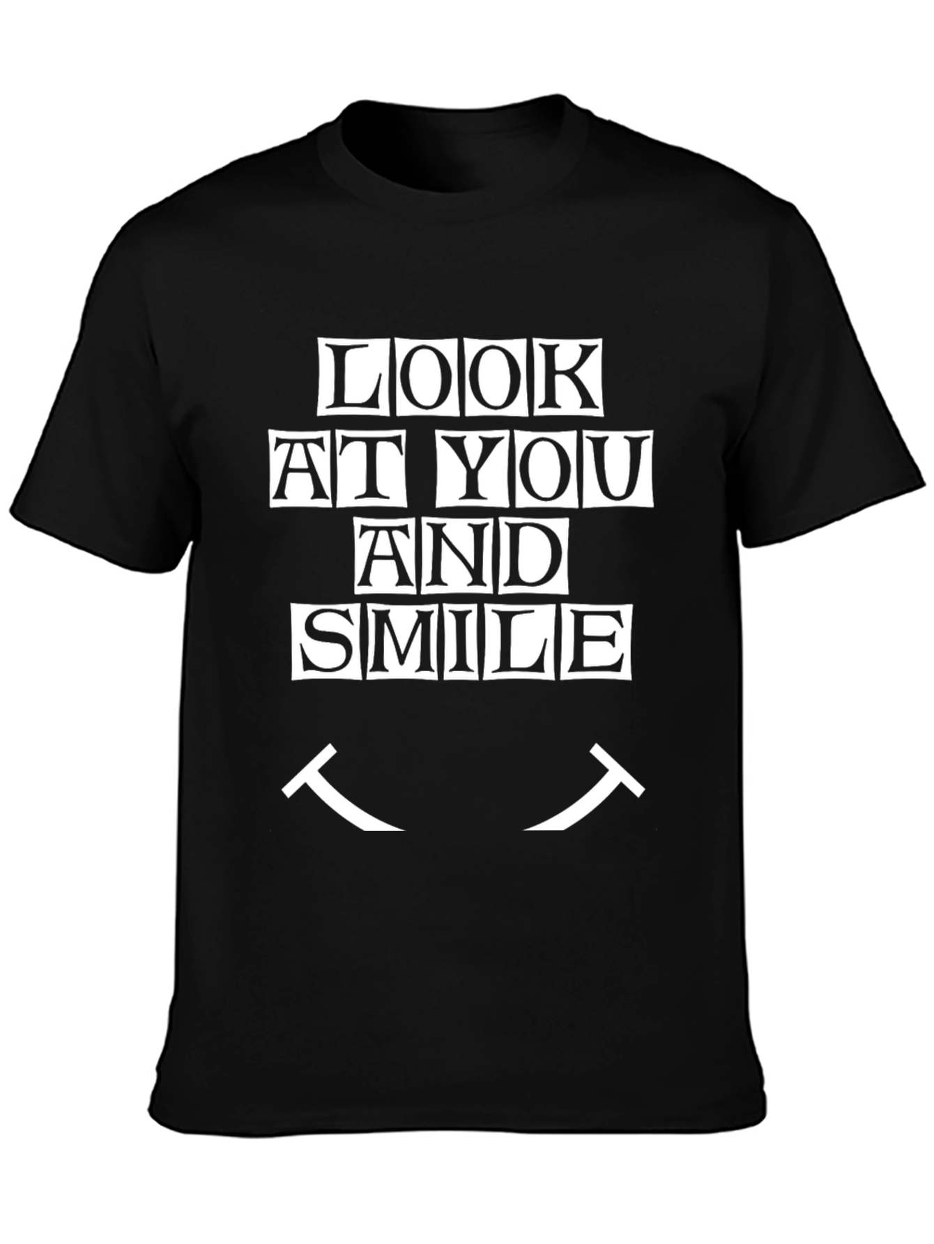 Black Look At You And Smile Graphic Tee - Men's Black T-Shirt view 3