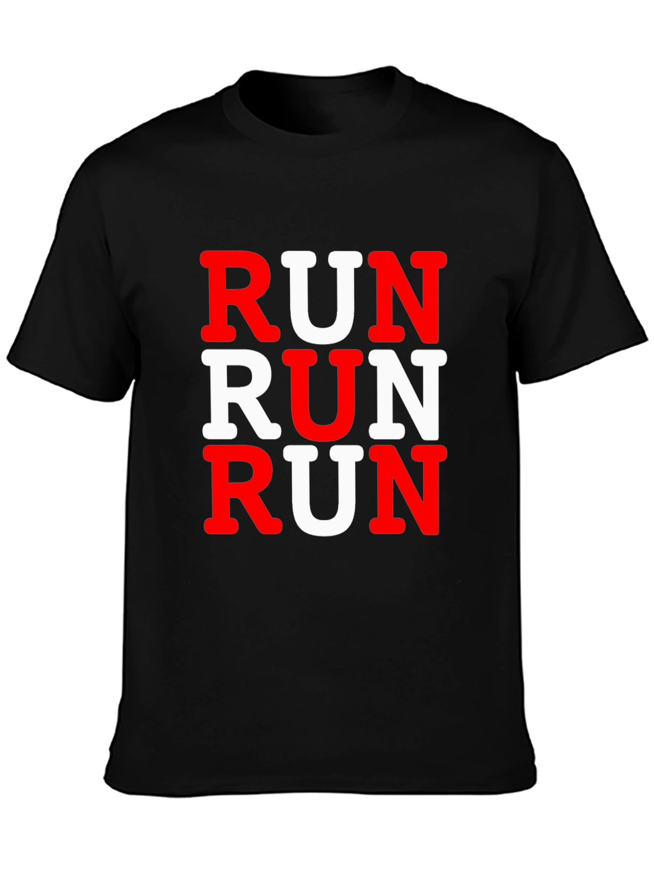 Black Run Graphic Print Men's Black T-Shirt view 3