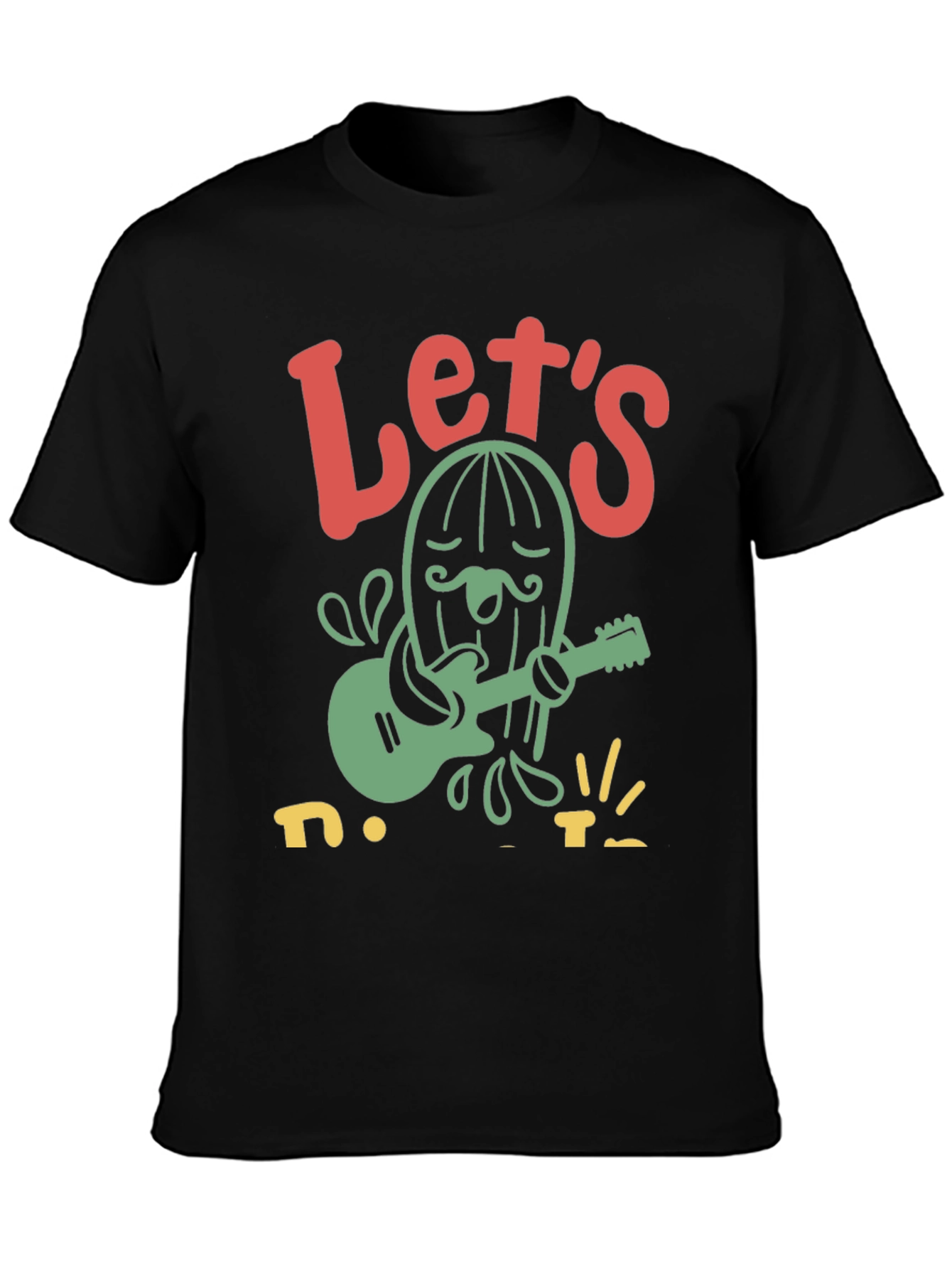 Black Let's Rock! Cactus Musician Graphic Tee view 3