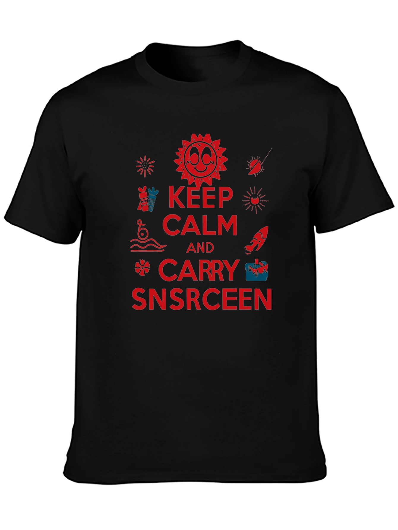 Black Keep Calm and Carry Snscrceen Graphic Tee view 3