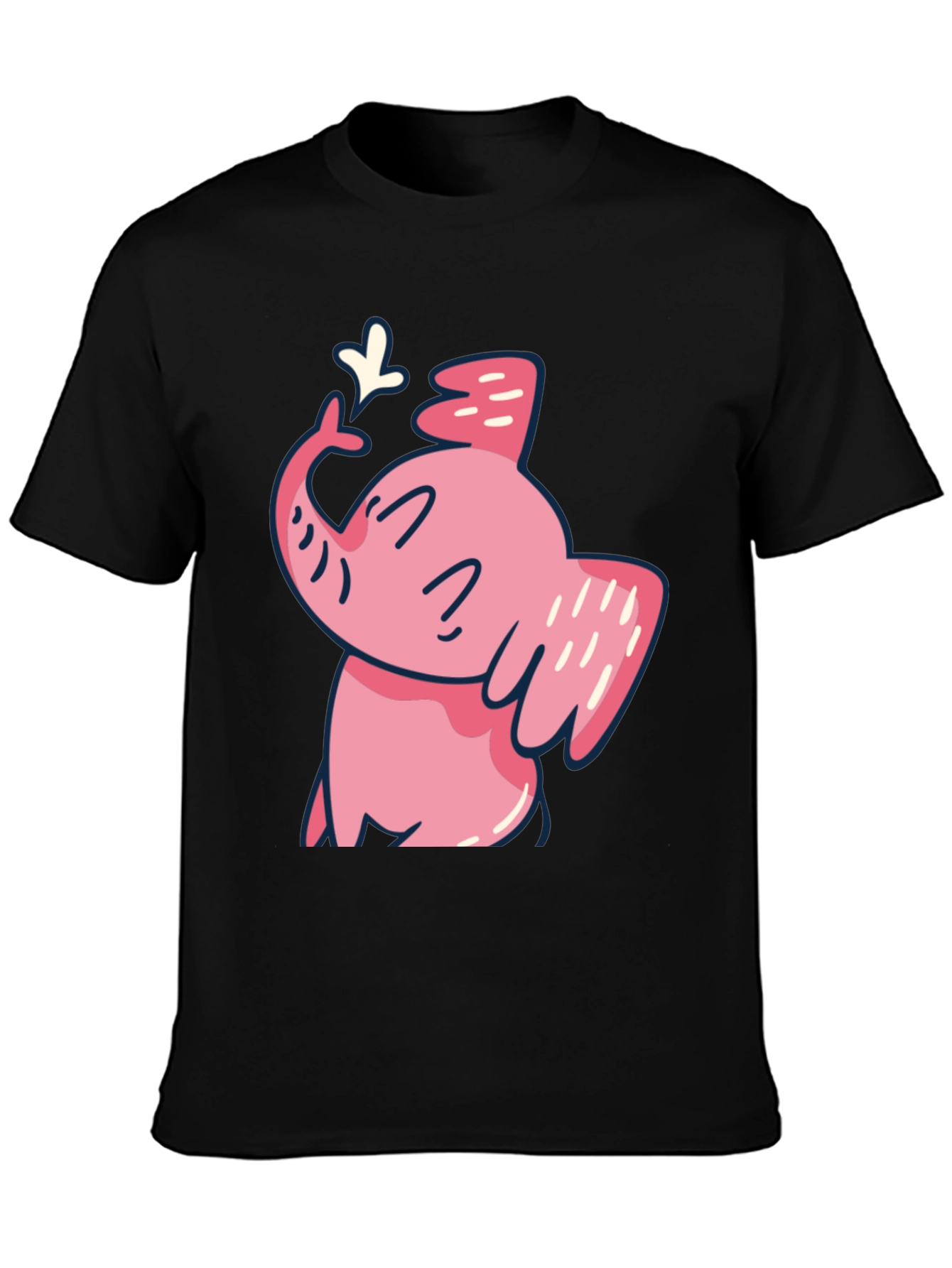 Black Cute Pink Elephant Graphic T-Shirt view 3