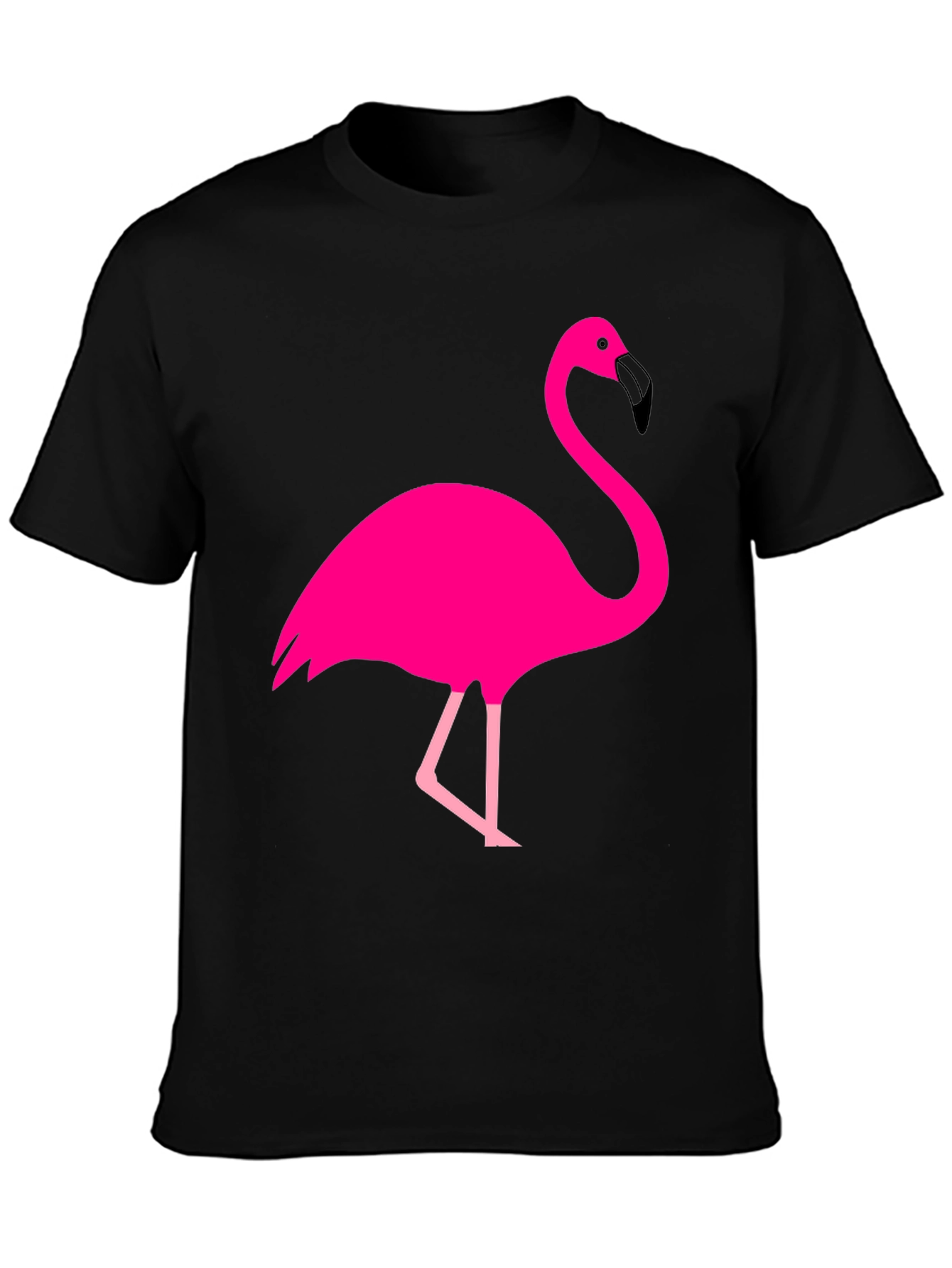 Black Fun Flamingo Graphic Tee - Black Cotton T-Shirt view 3