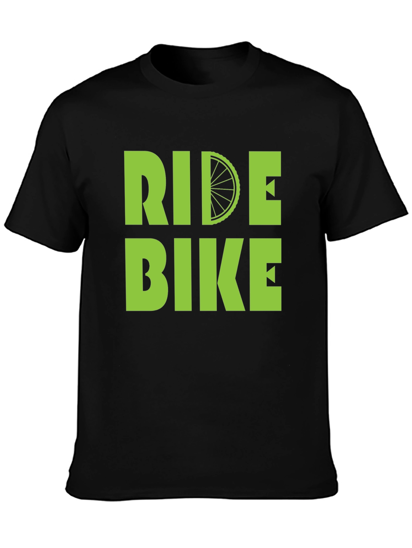 Black Ride Bike T-Shirt - Green Graphic Print view 3