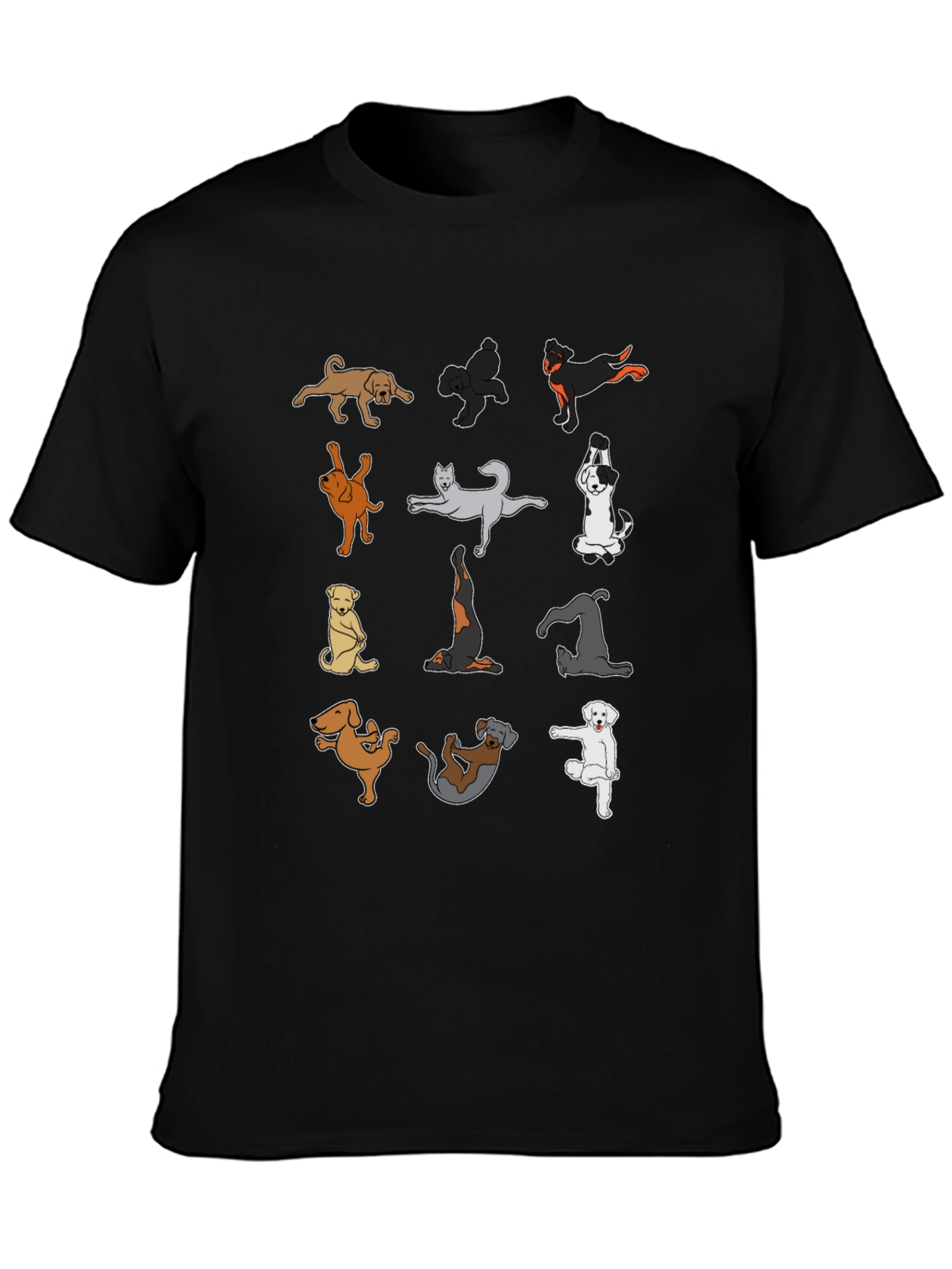 Black Dog Yoga T-Shirt - Cute Canine Poses view 3