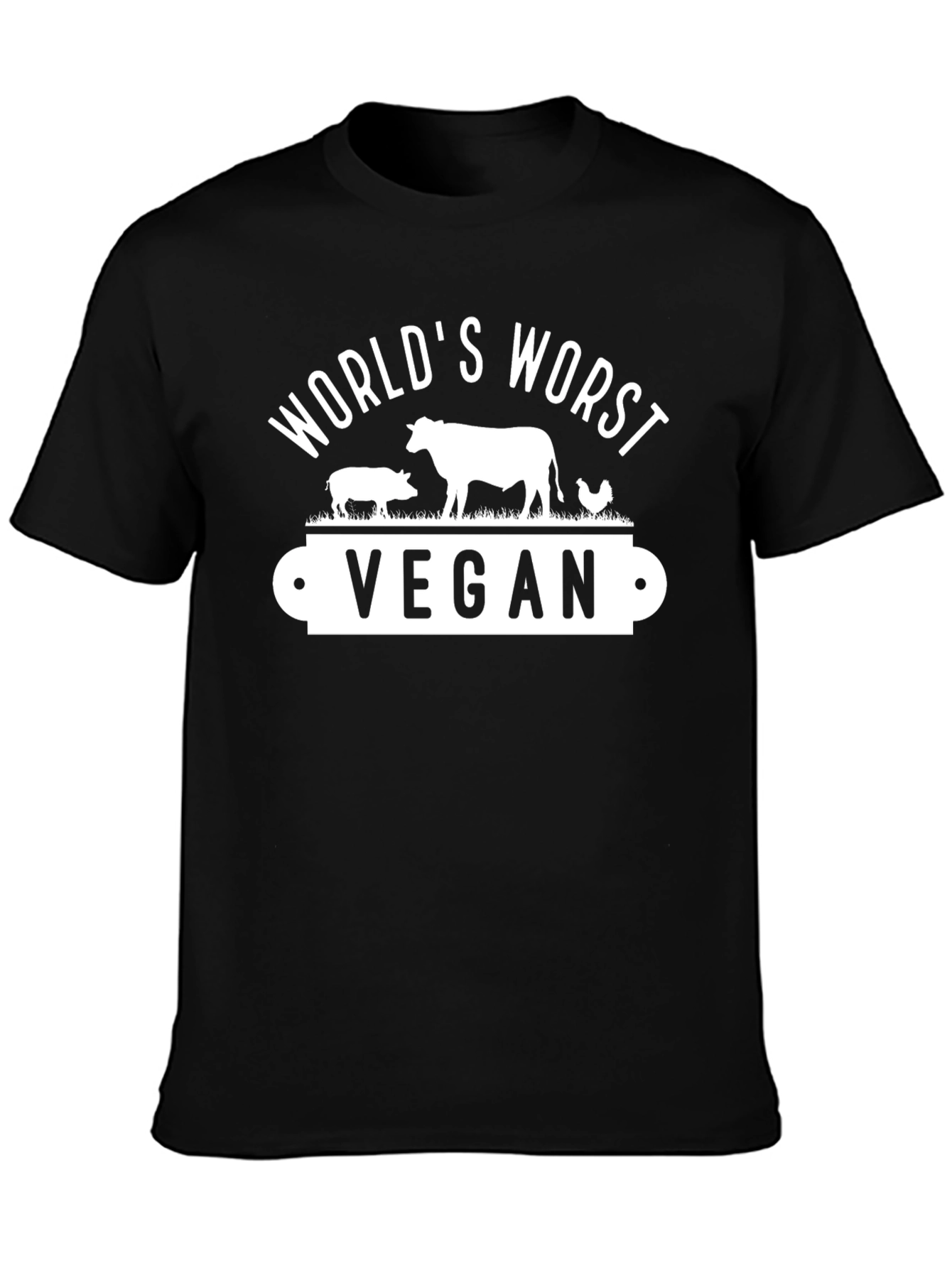 Black World's Worst Vegan Black T-Shirt view 3