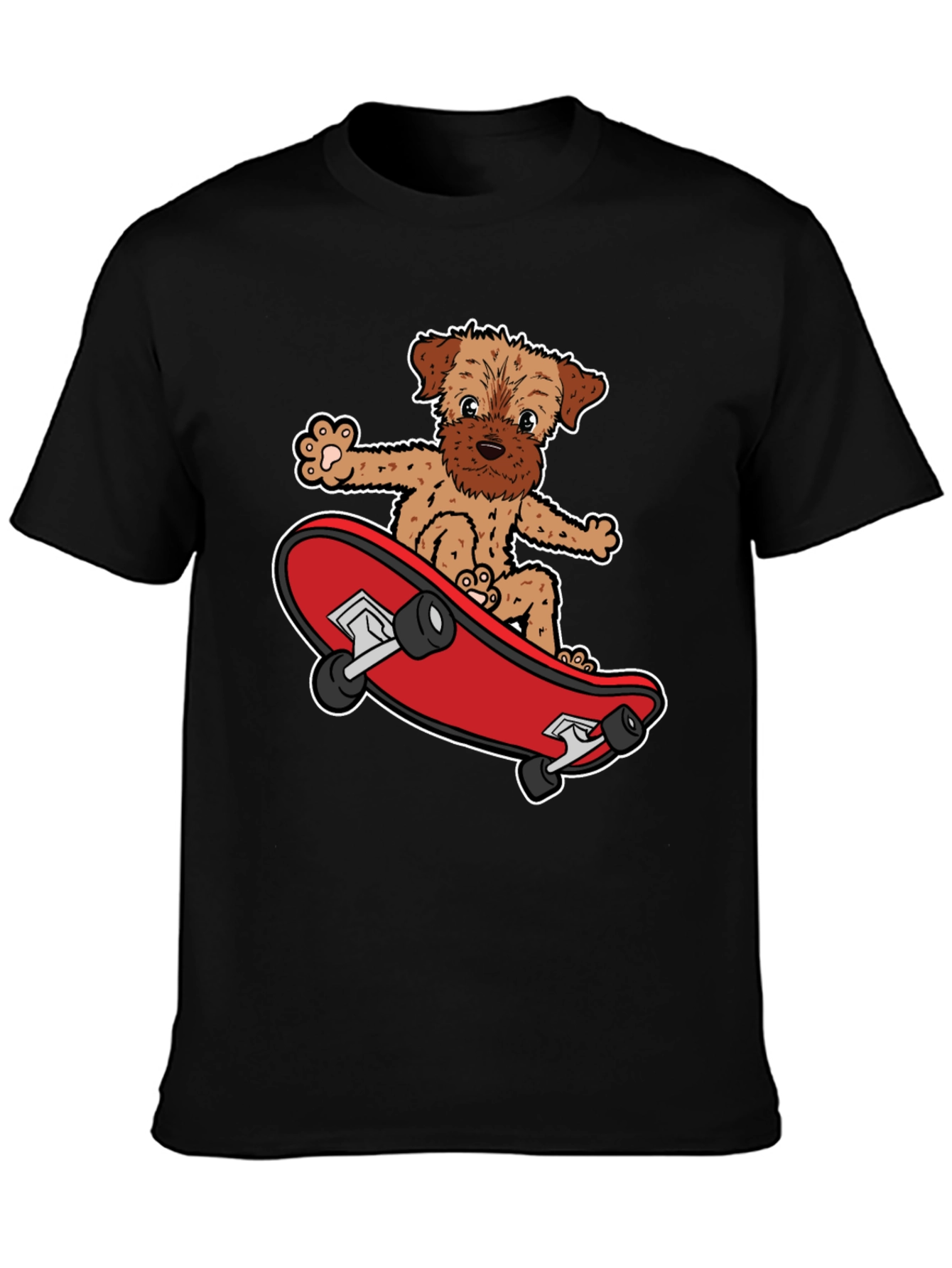 Black Dog Riding Skateboard Black Graphic T-Shirt view 3